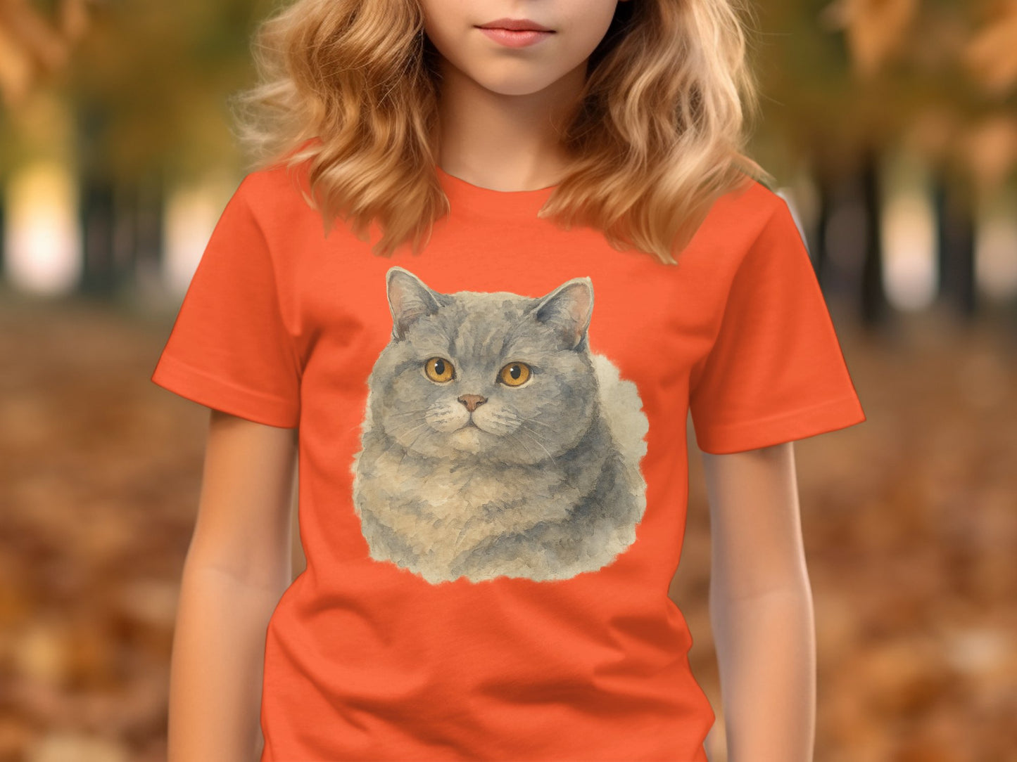 Cute Fluffy Cat with Golden Eyes Illustration T-shirt product