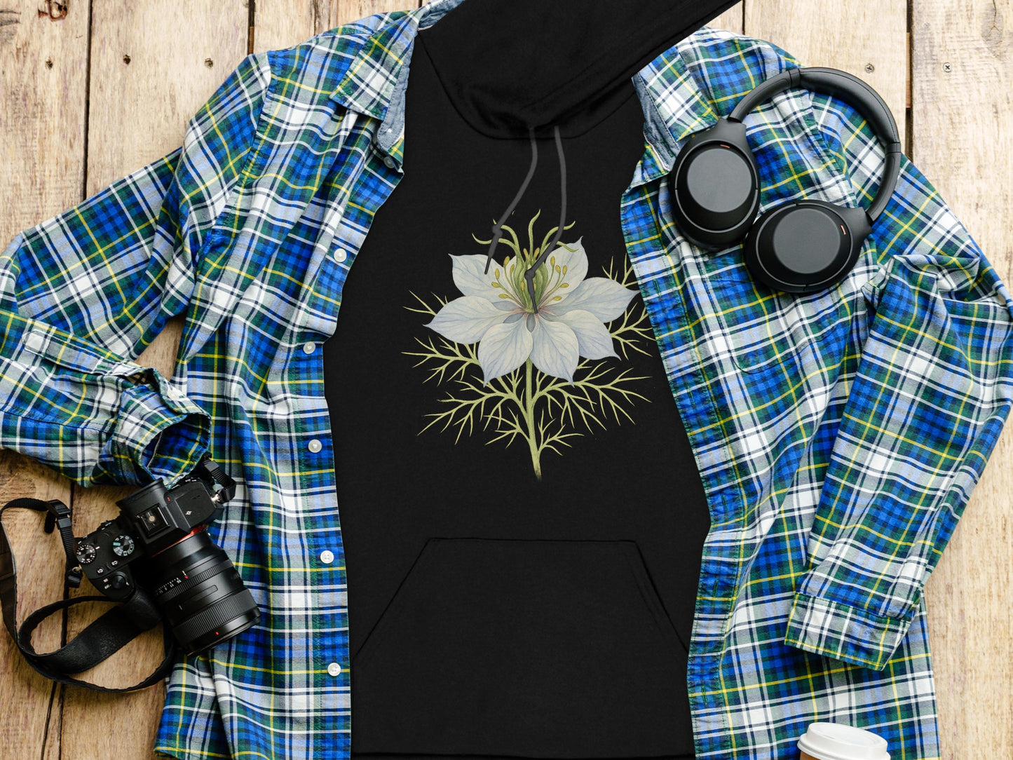 Beautiful Black Hoodie with Intricate Floral Design product