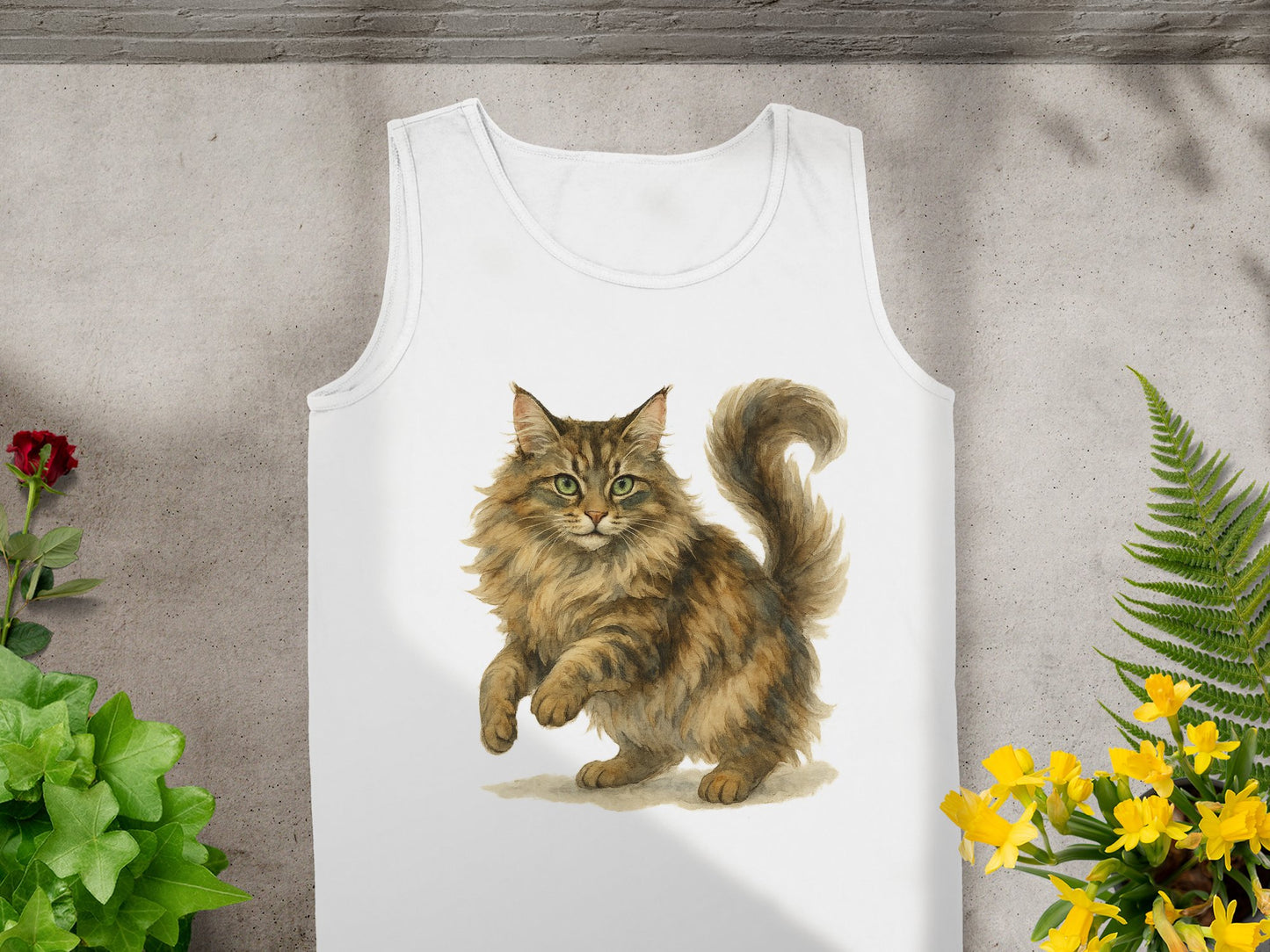 Cute Fluffy Cat Print Women's Tank Top Shirt product type