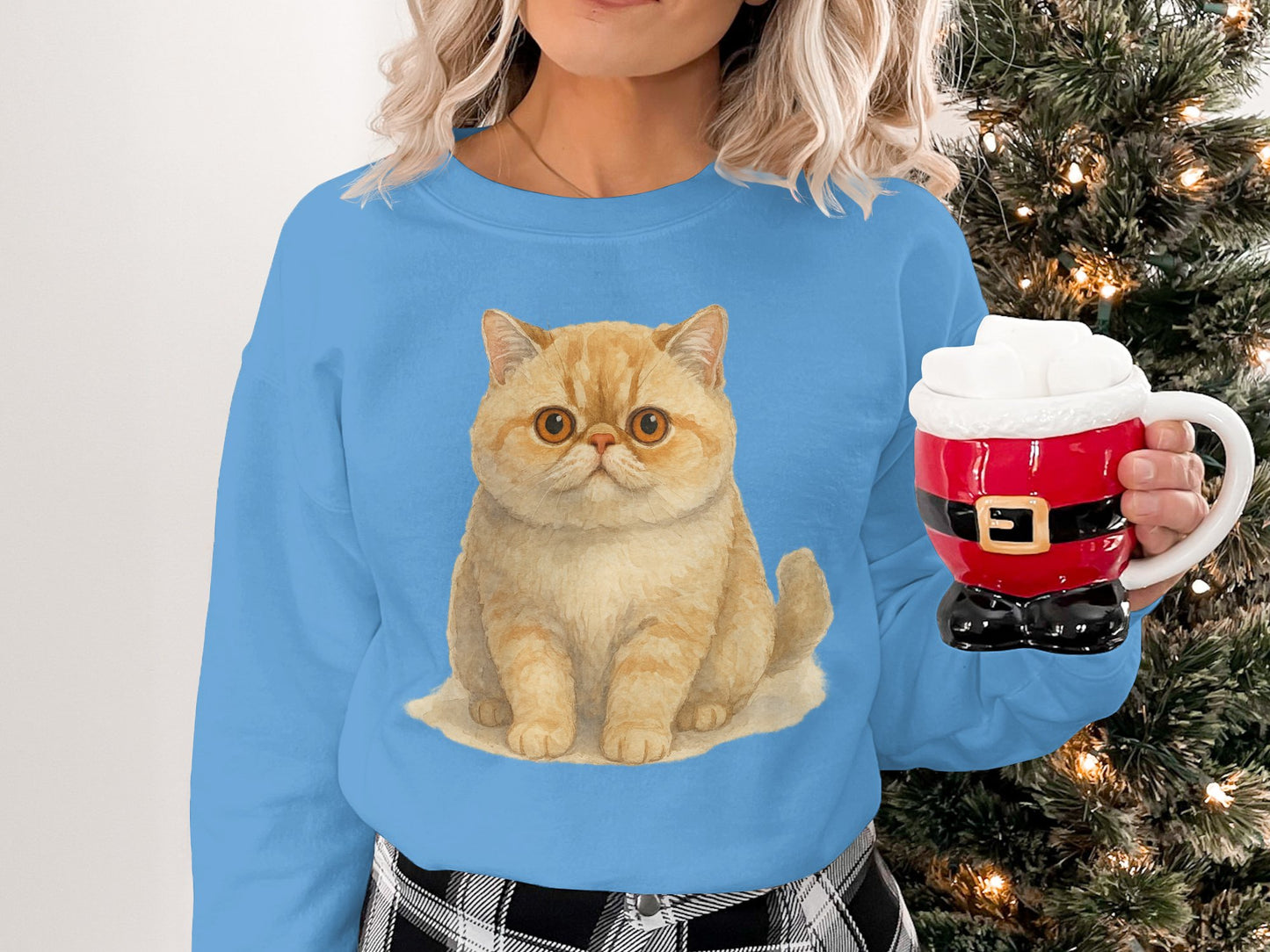 Cozy Blue Sweatshirt with Adorable Cat Design product