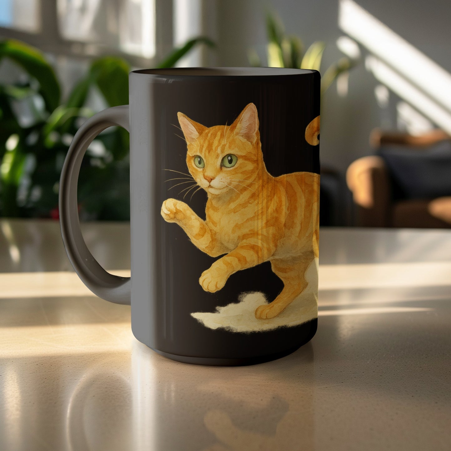 Playful Orange Cat Design Novelty Mug product type