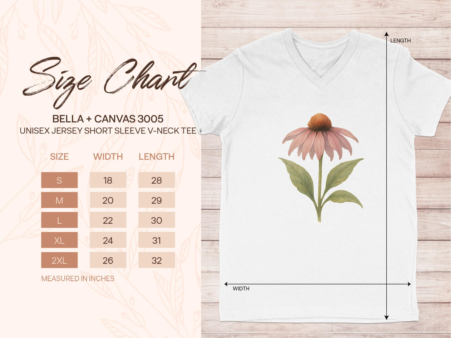 Botanical Flower Print Unisex V-Neck Tee Shirt product