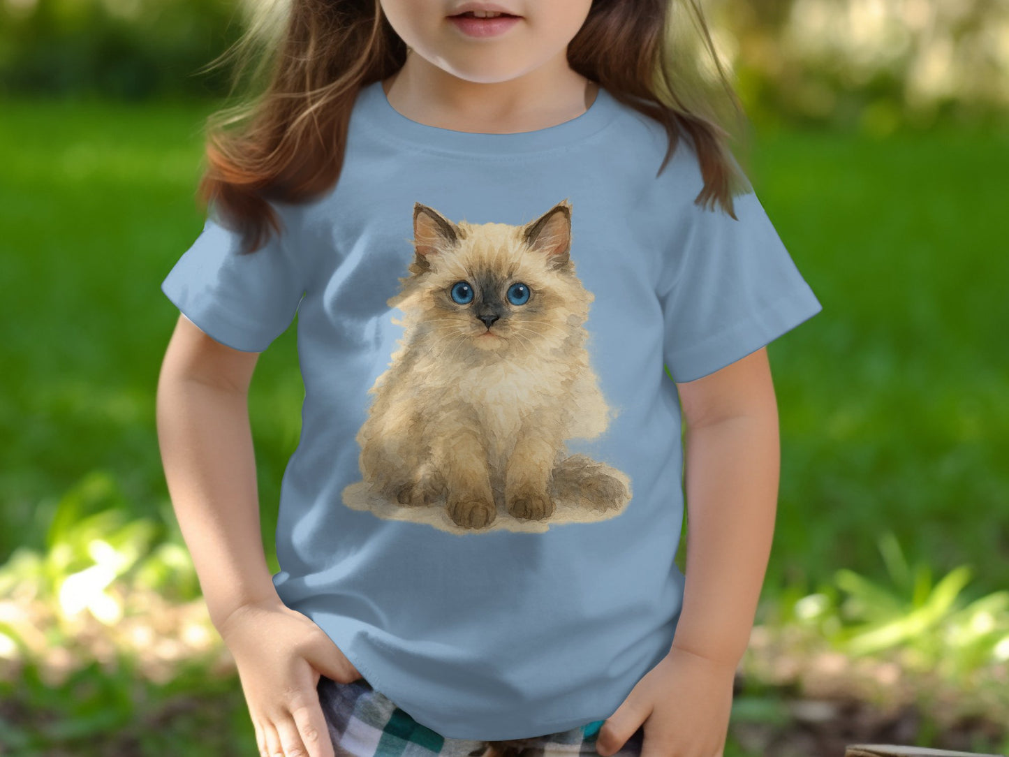 Adorable Fluffy Kitten Print on Kids T-Shirt product type