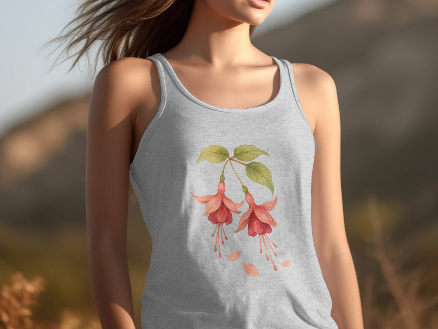 Beautiful Floral Design on Grey Tank Top product type