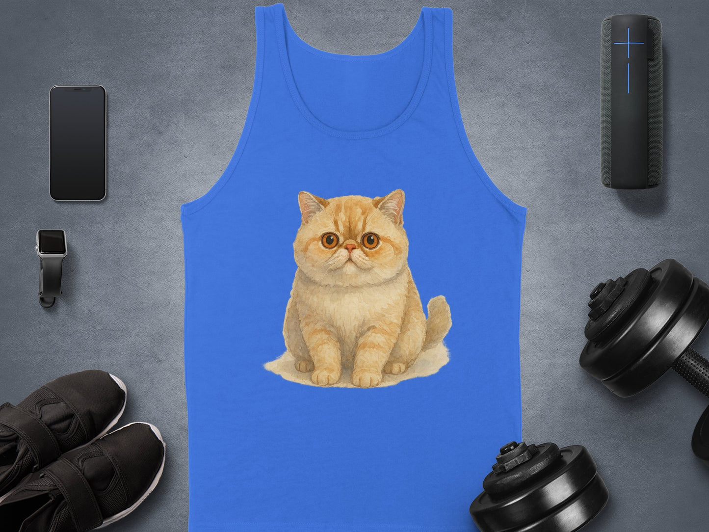 Cute Cat Graphic Design Blue Tank Top product type