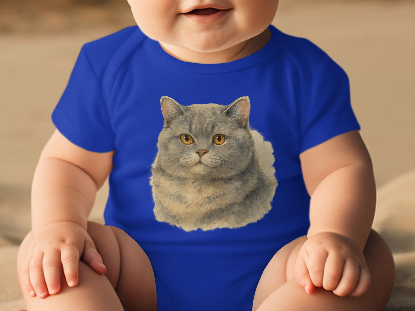 Cute Cat Print Design Blue Baby Onesie product