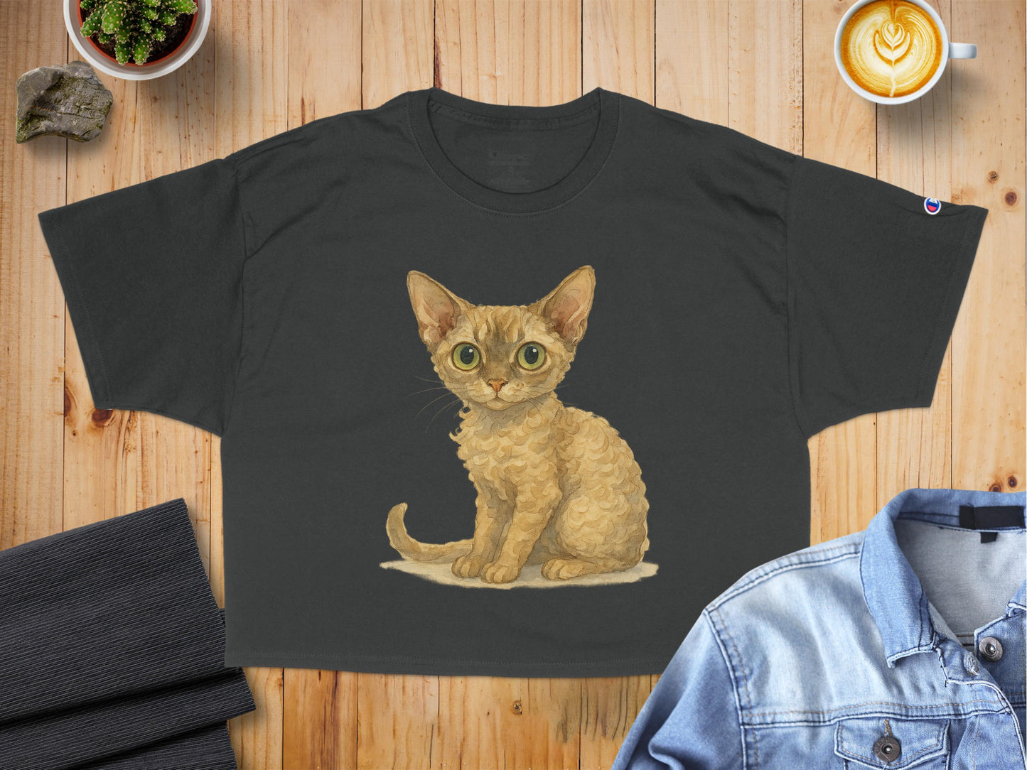 Cute Big-Eyed Kitten With Curly Fur Graphic Tee product