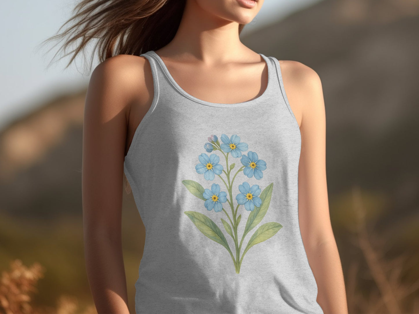 Floral Print Tank Top with Vibrant Blue Flowers product type