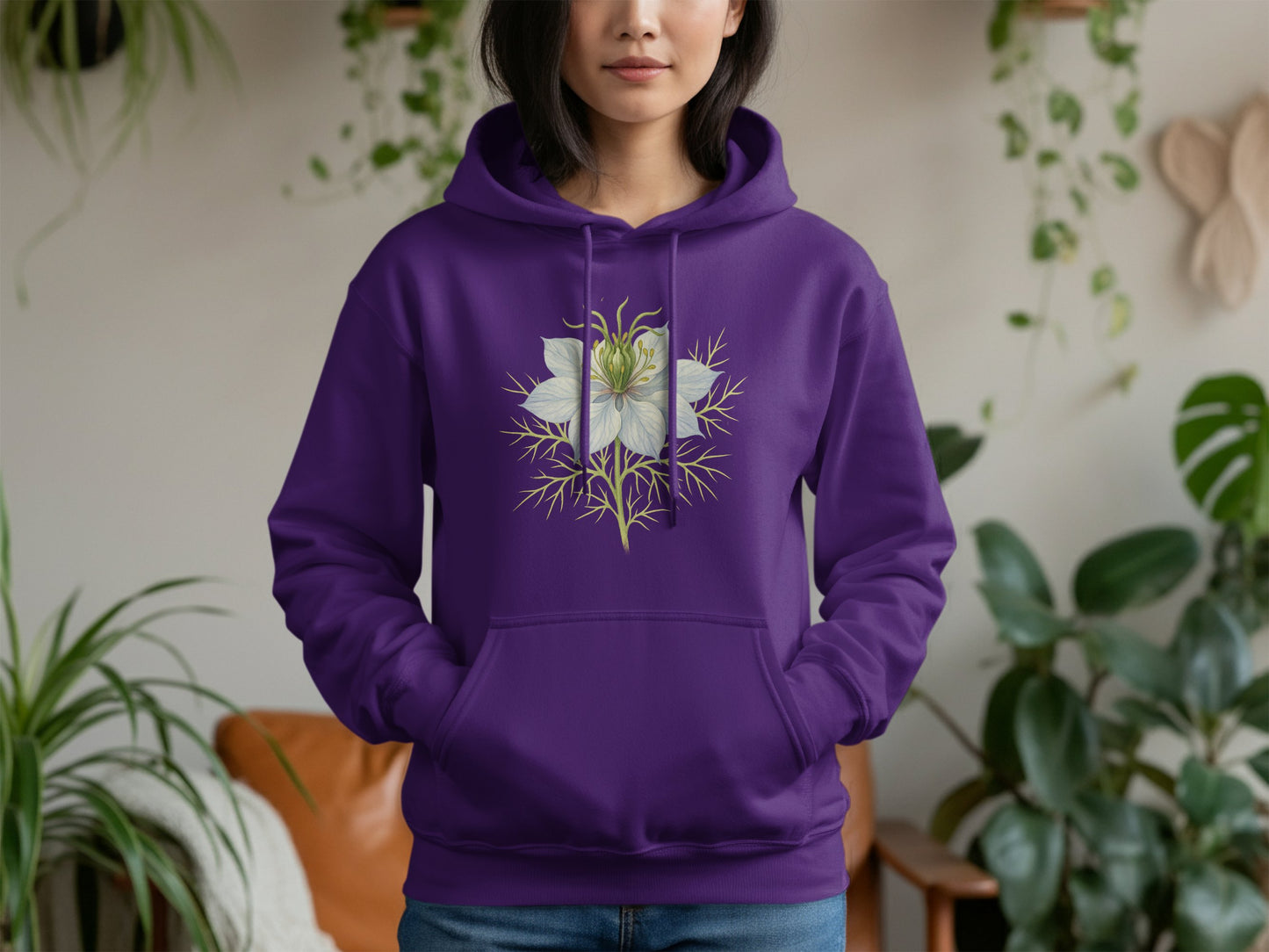 Purple Hoodie with Beautiful Flower Graphic product
