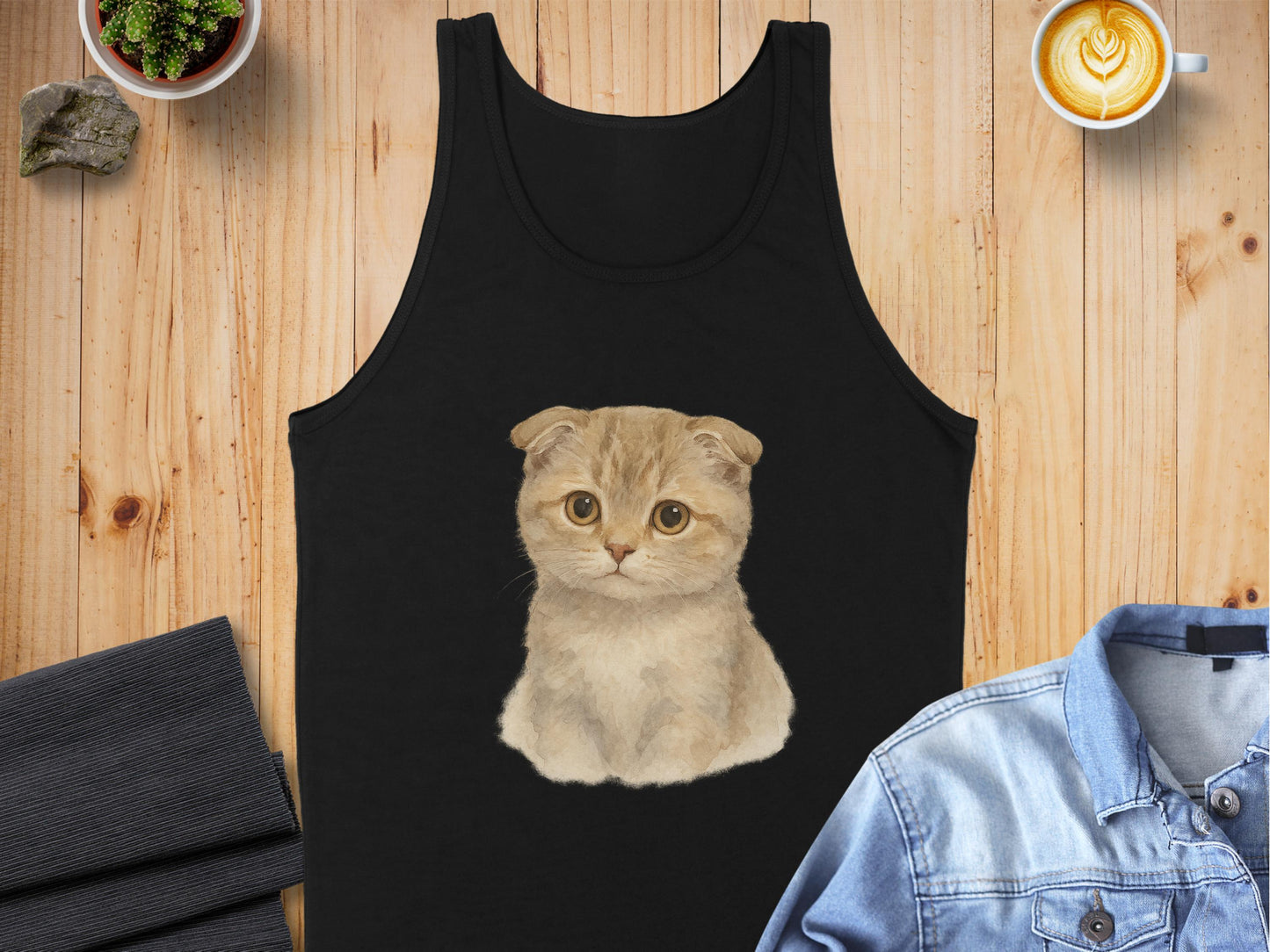 Cute Scottish Fold Kitten Design Tank Top product type