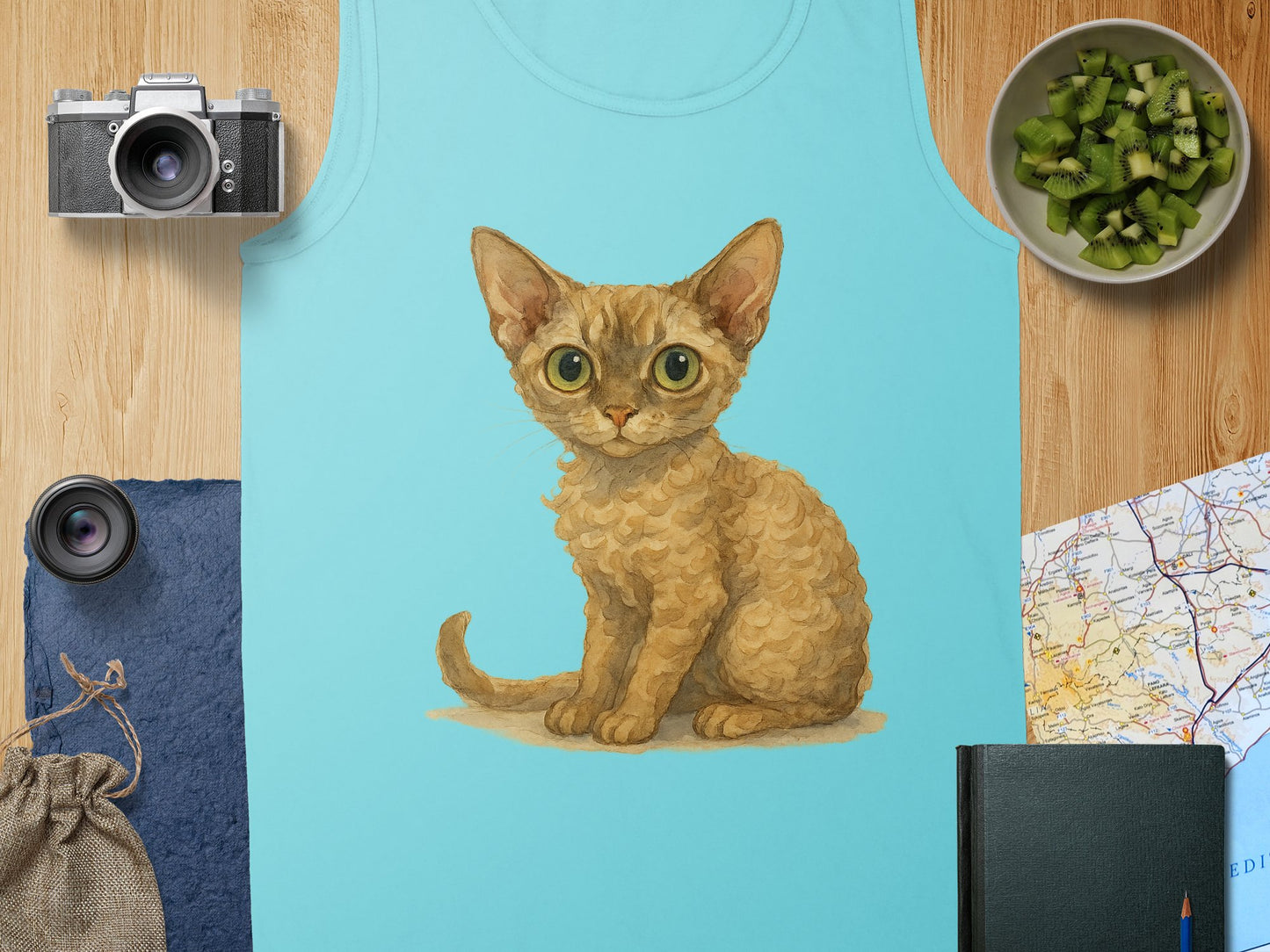 Cute Kitten Graphics Light Blue Tank Top product type