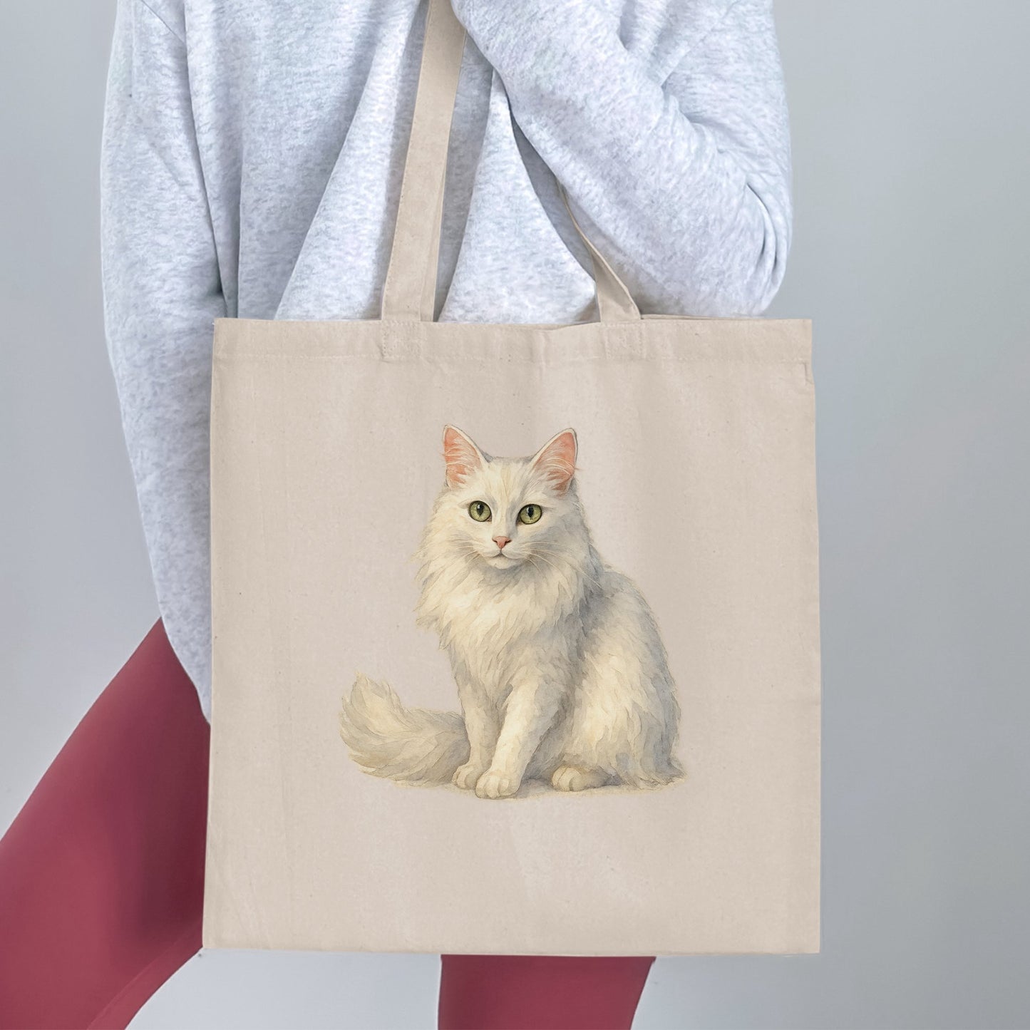 Adorable Fluffy Cat Print on Tote Bag Product Type