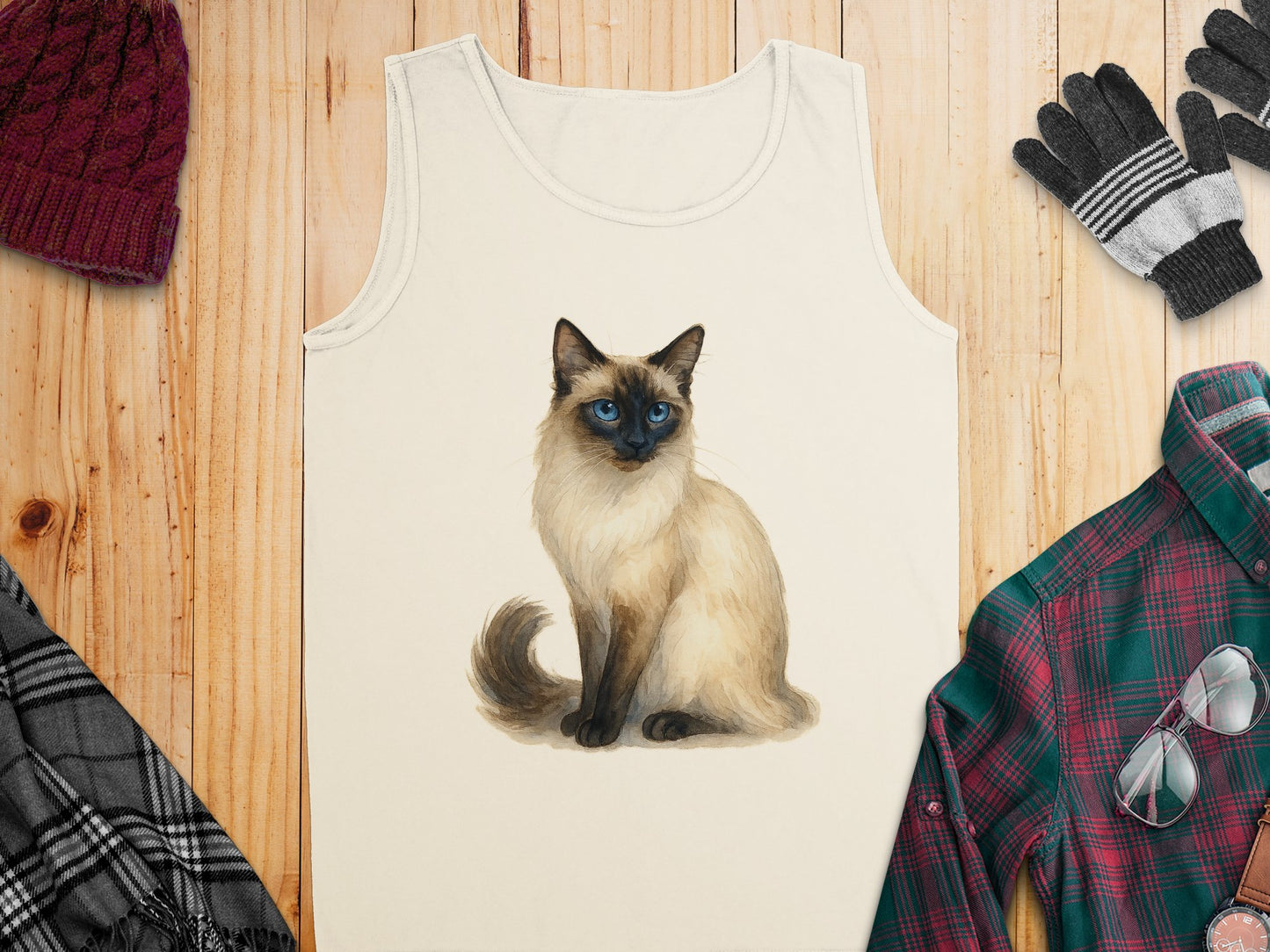 Cozy Winter Outfit Tank Top with Cat Print product type