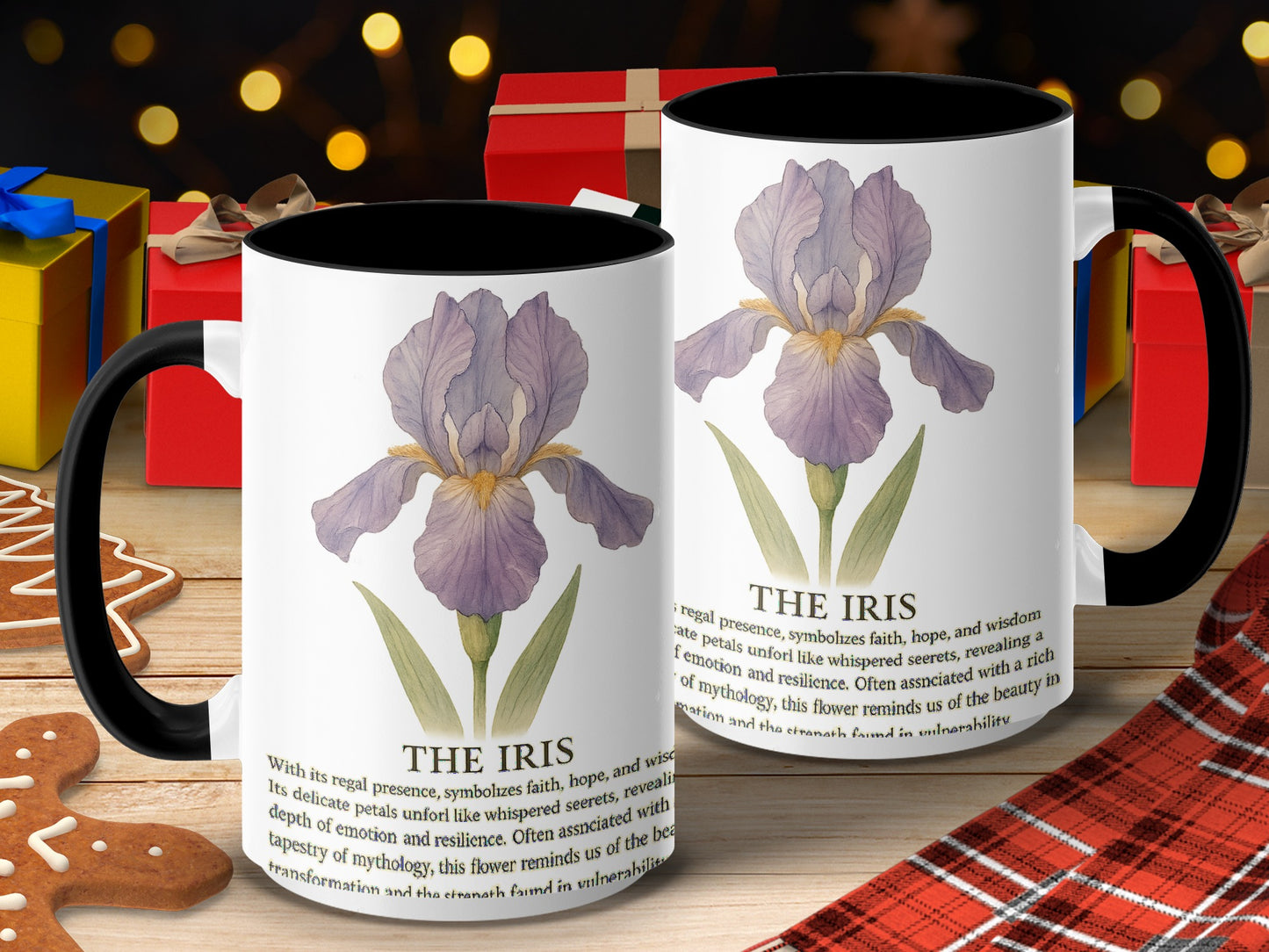 Elegant Black Handle Iris Flower Design Mug product type