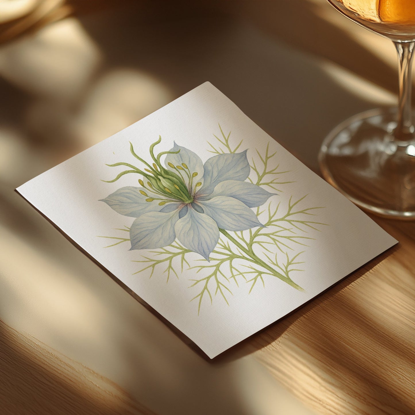 Delicate Light Blue Floral Design Custom Greeting Card product