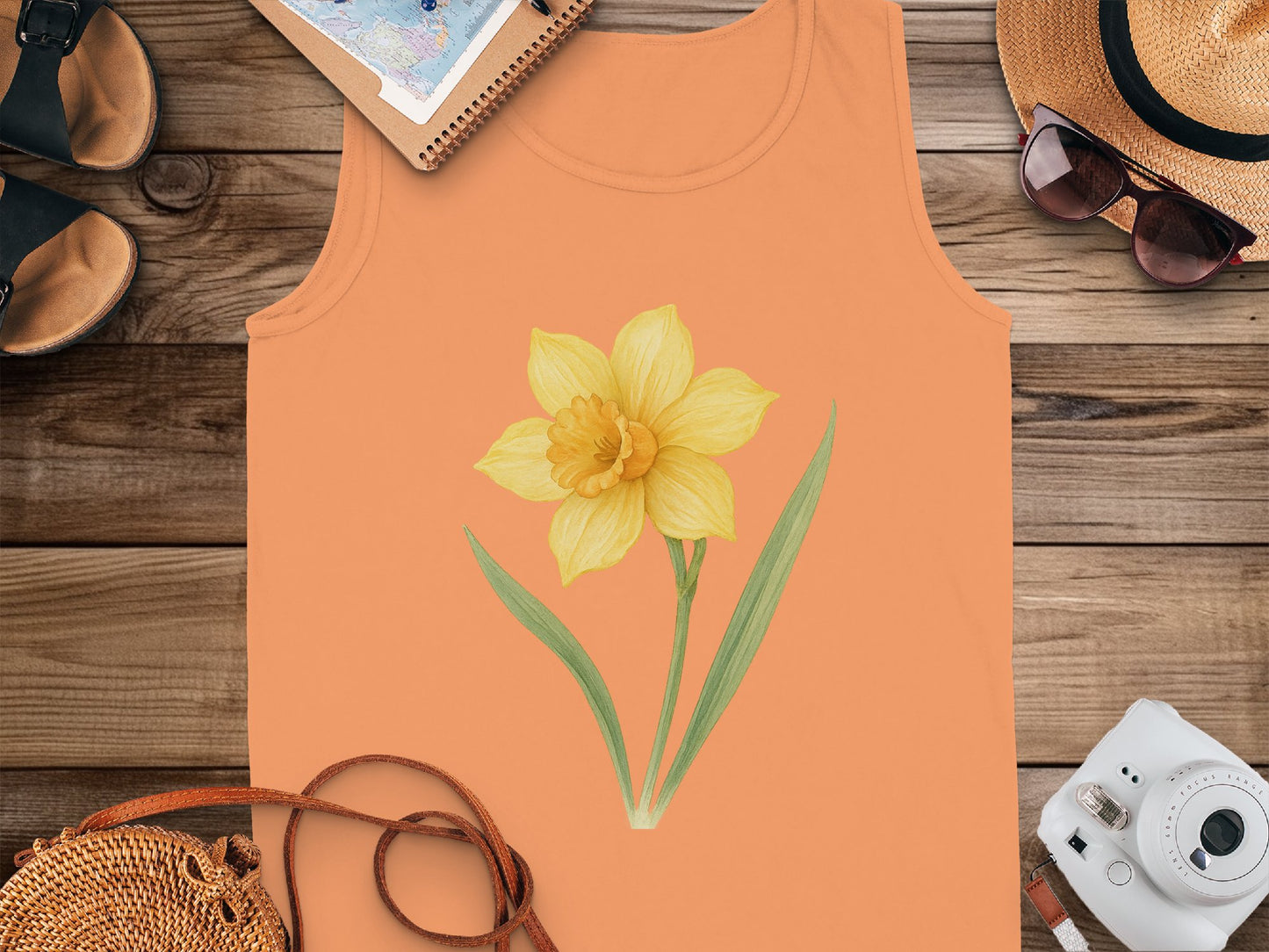 Orange Tank Top with Yellow Flower Graphic product type