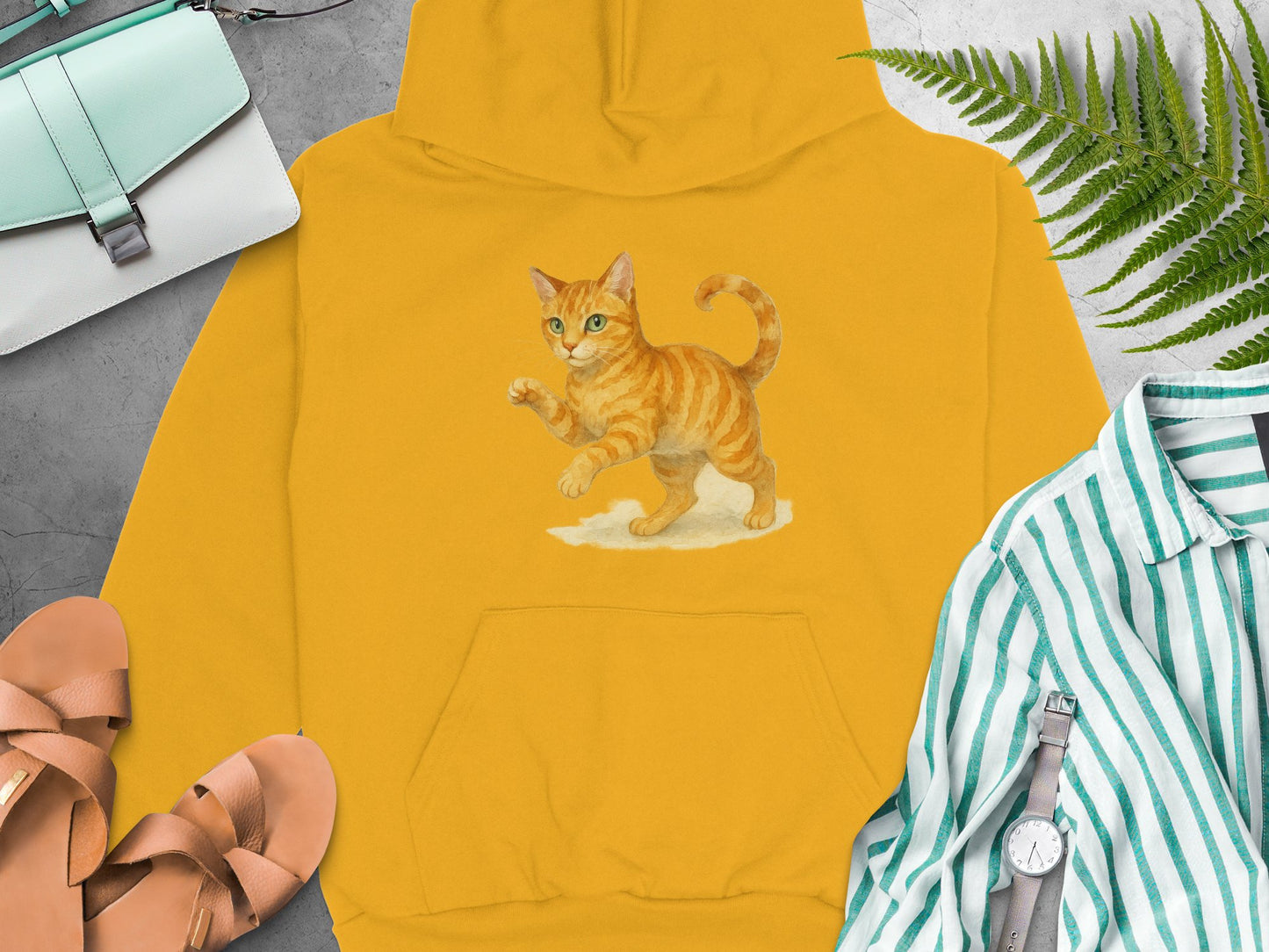 Cute Playful Orange Cat Graphic Hoodie product