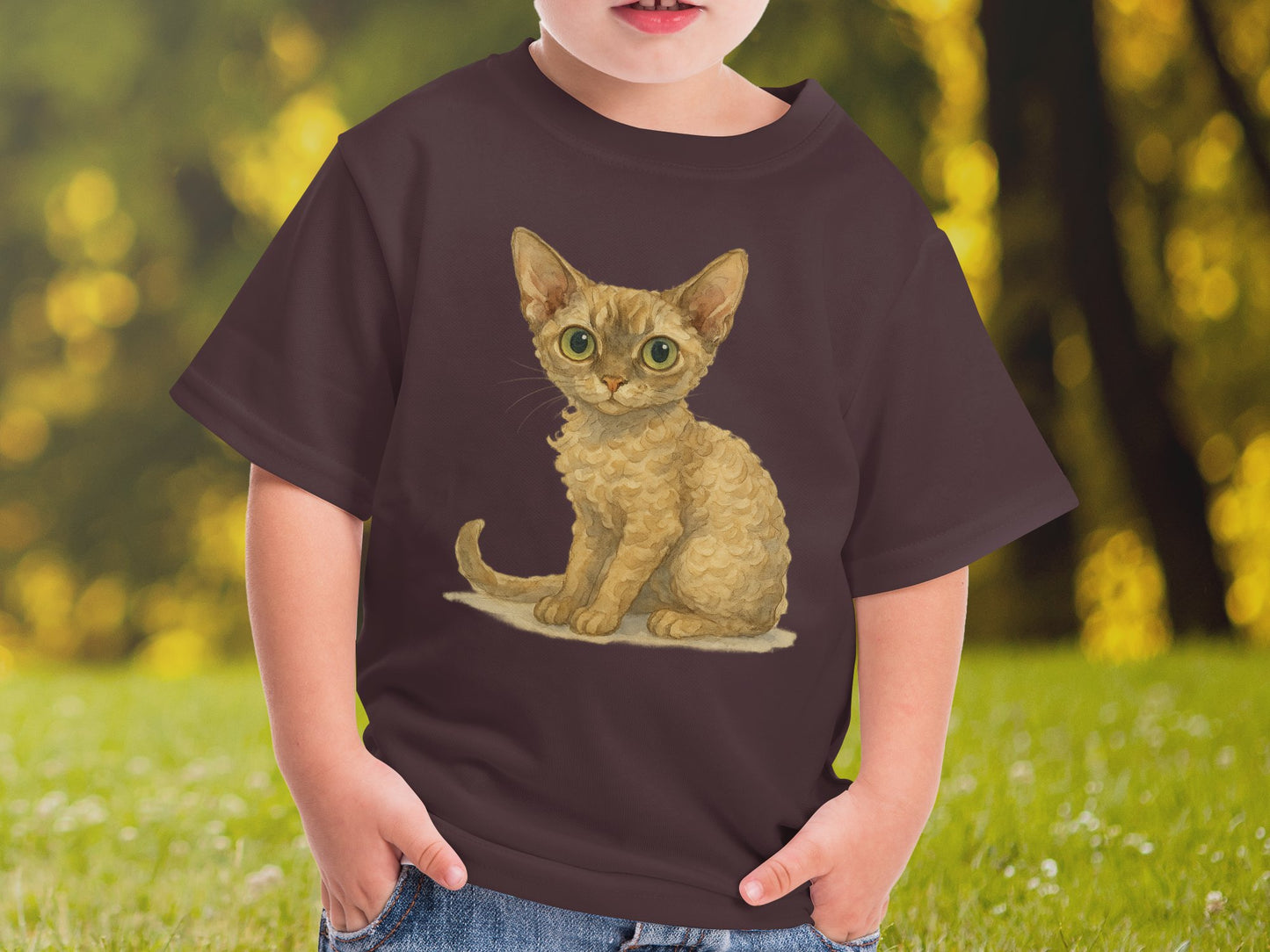 Cute Big Eyed Kitten Artwork on T-shirt product type