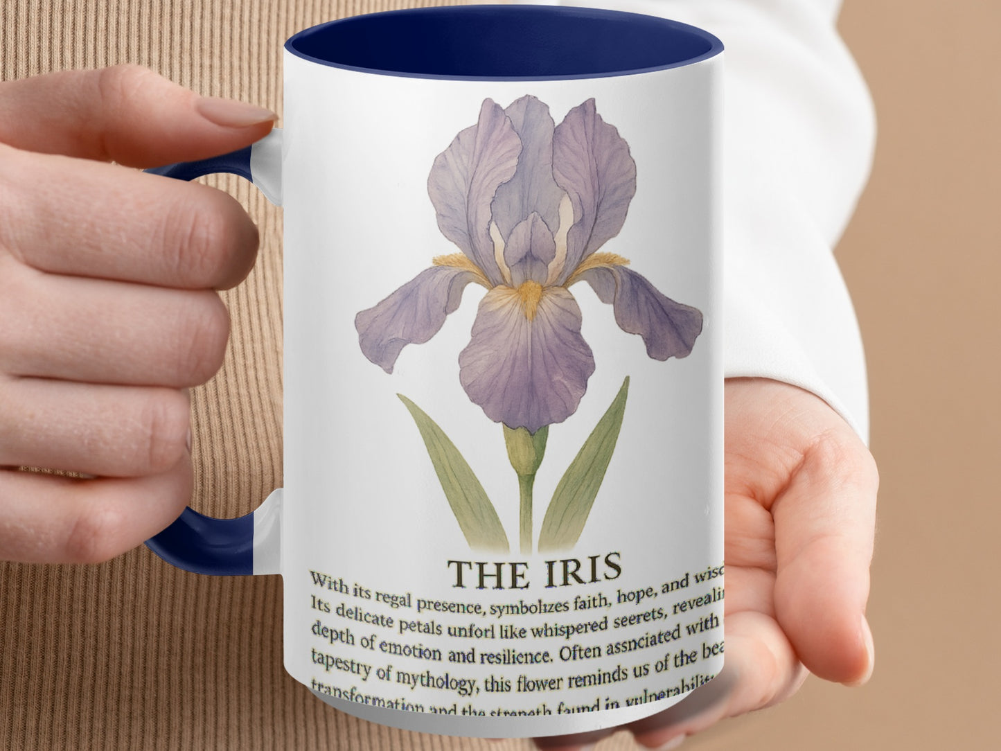 Mug with Elegant Iris Design and Inspiring Description product type