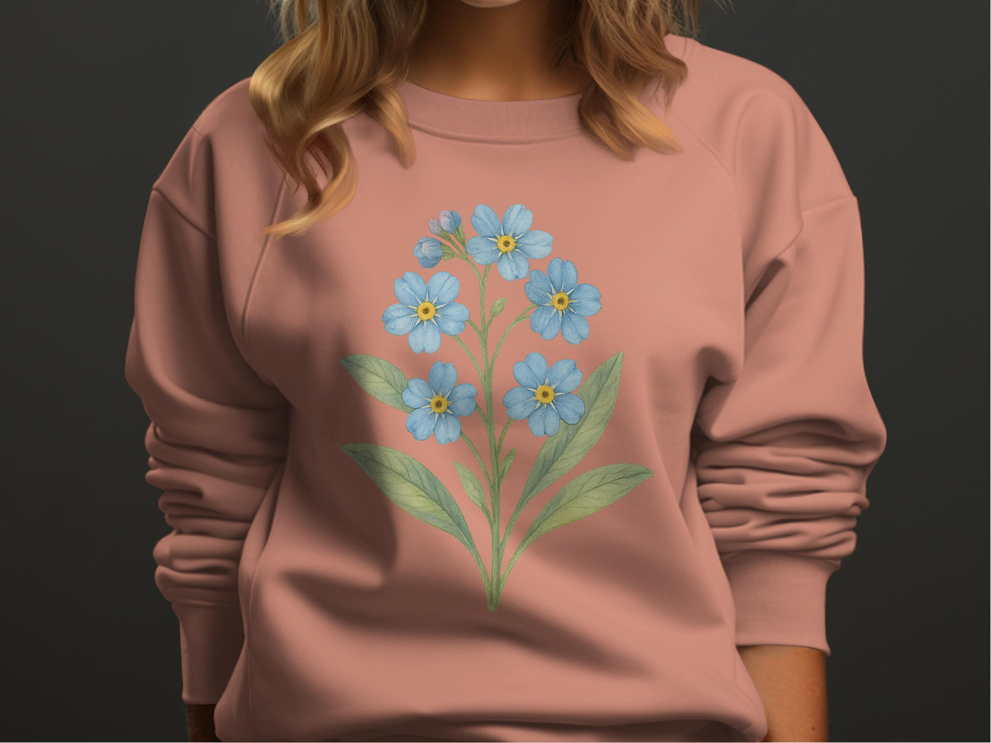 Cozy Pink Sweatshirt with Blue Floral Design product type