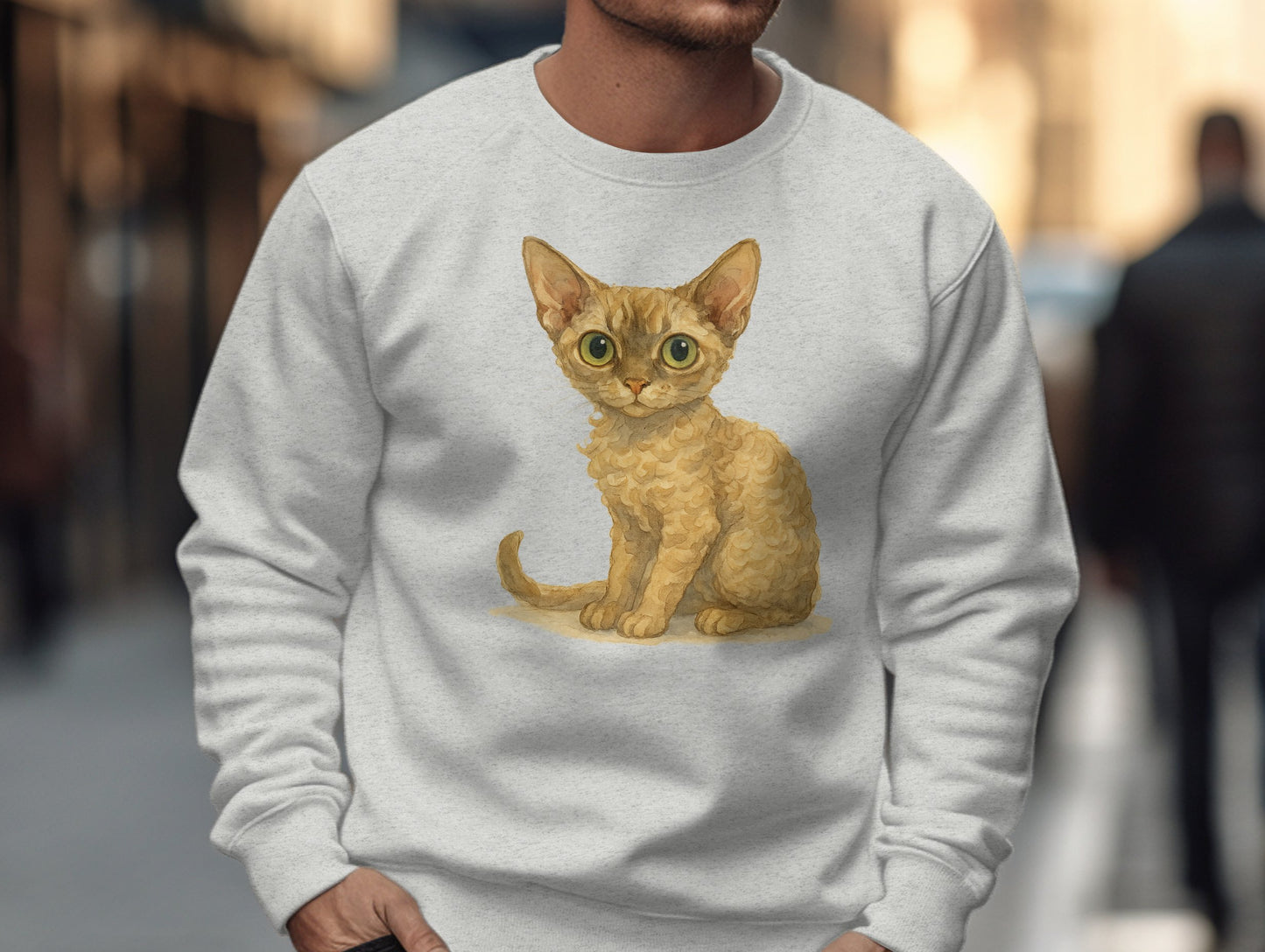 Cute Big Eyed Cat Print White Sweatshirt product
