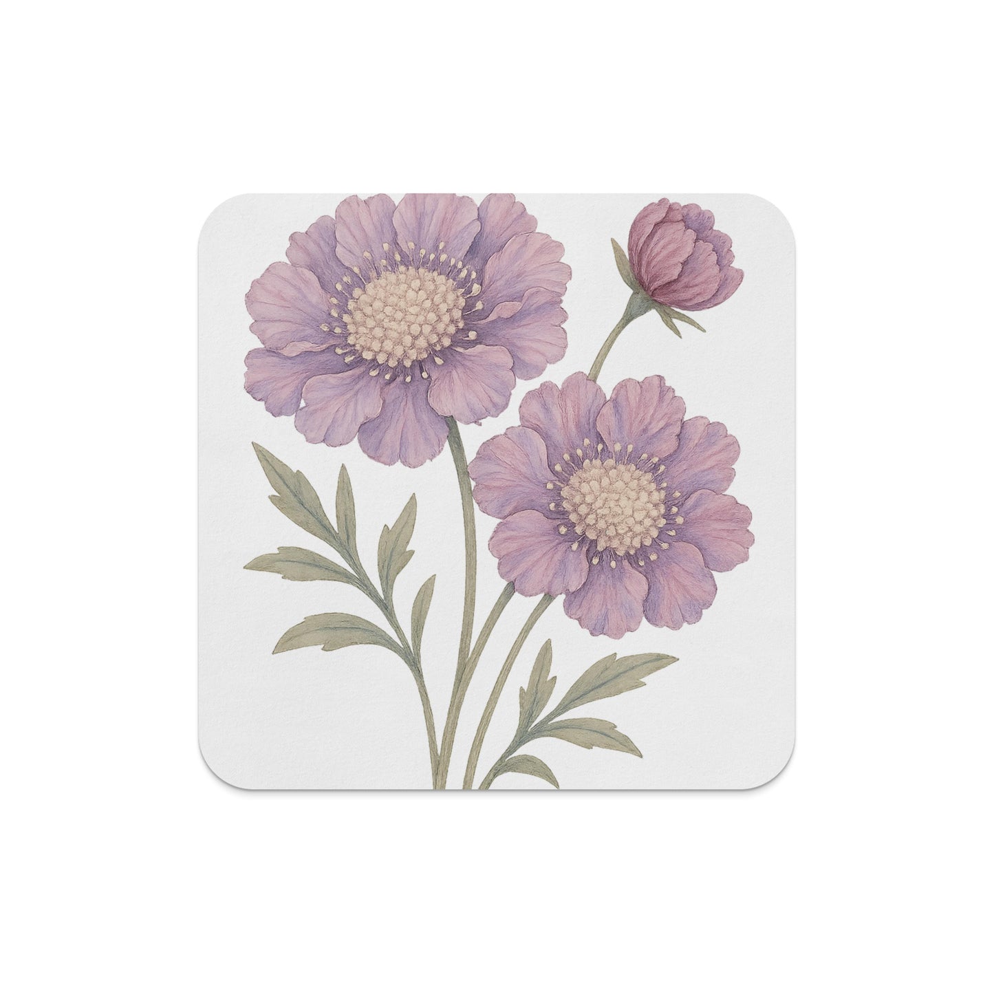 Lavender Floral Print Coaster with White Background product