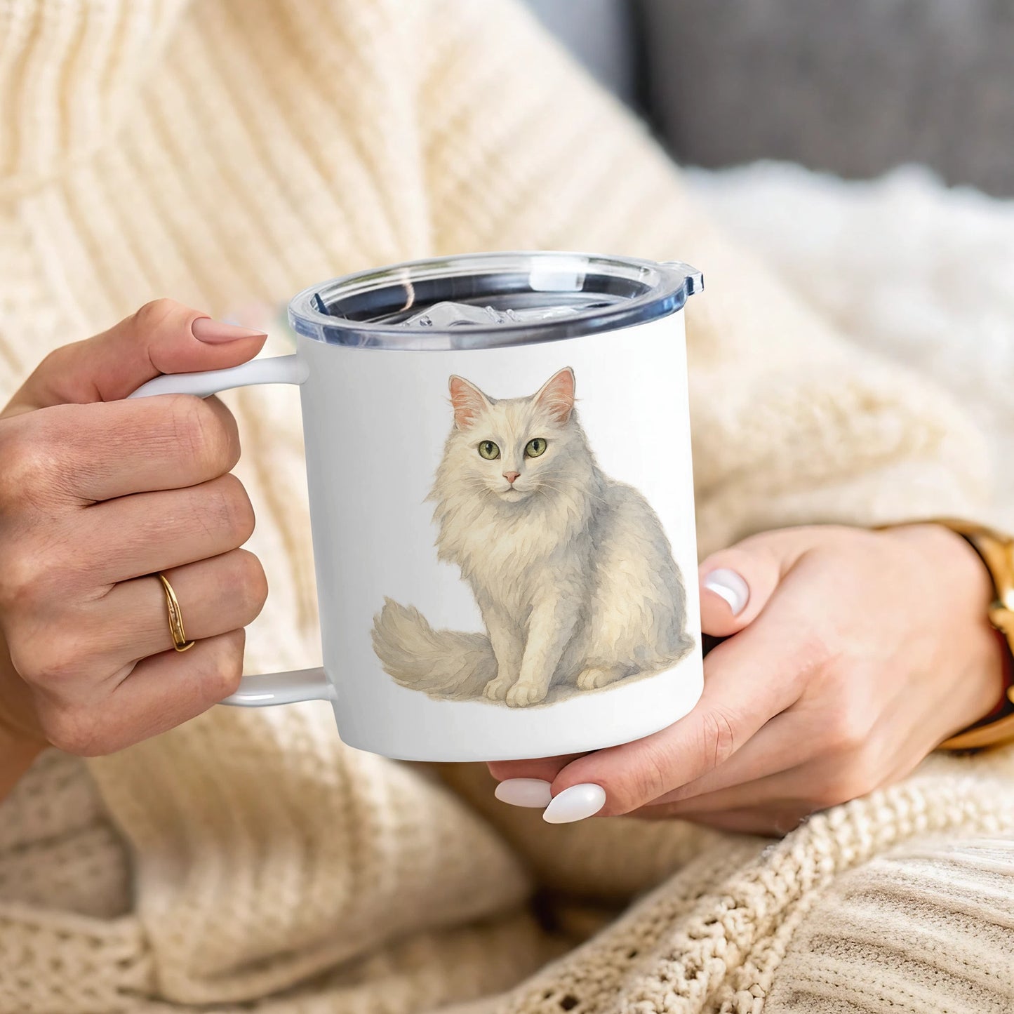 Adorable Fluffy Cat Printed on High Quality Mug product
