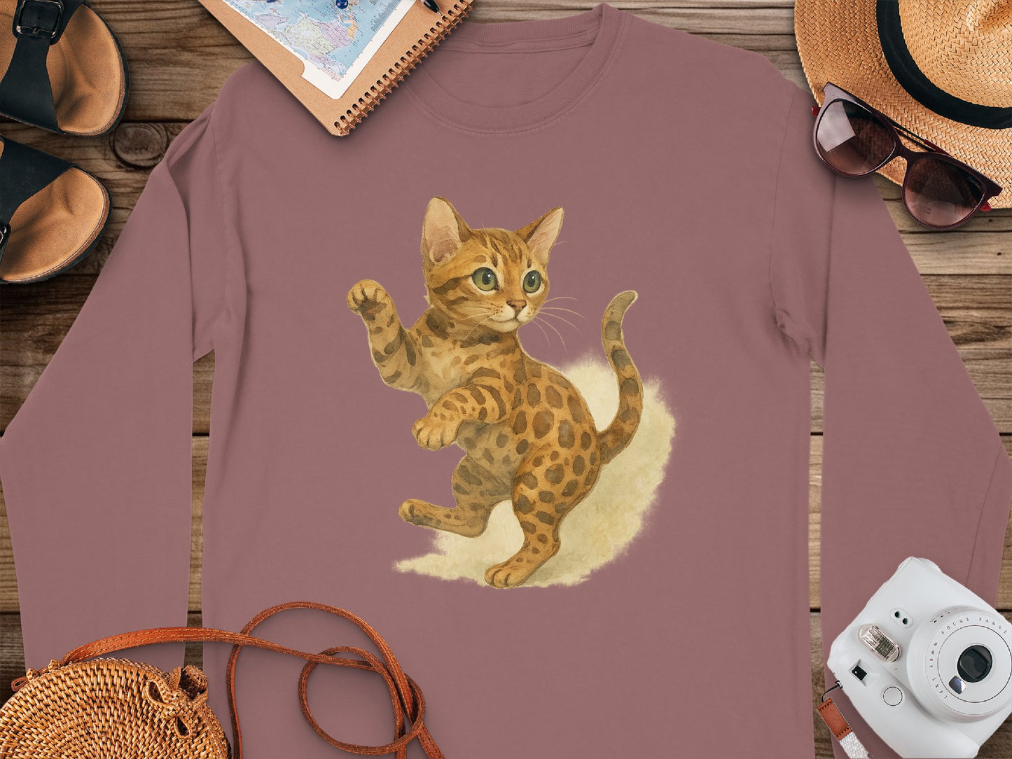 Adorable Cat Print Long Sleeve Shirt product