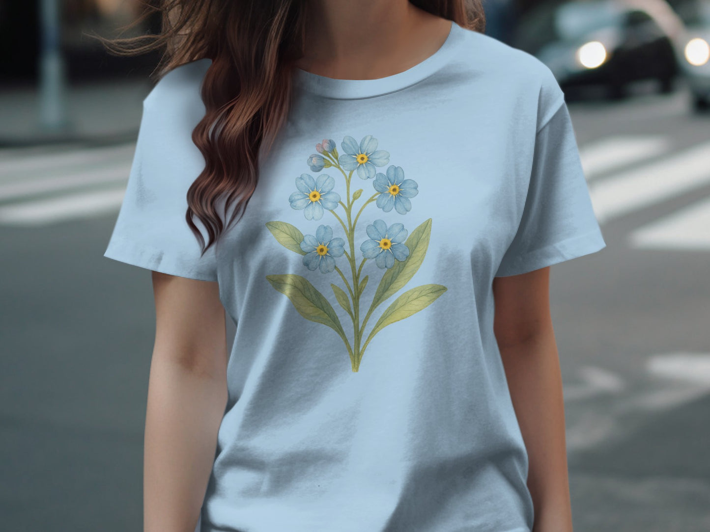 Delicate Blue Flower Design T-Shirt product type