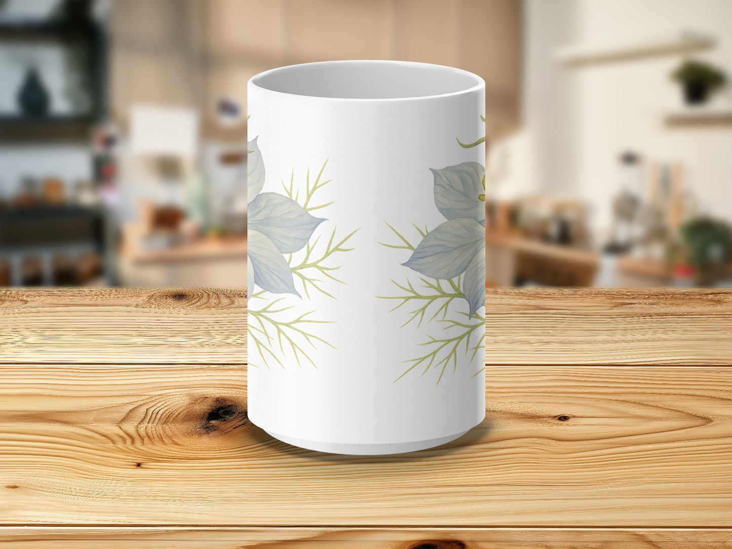 Elegant Floral Pattern on White Coffee Mug product
