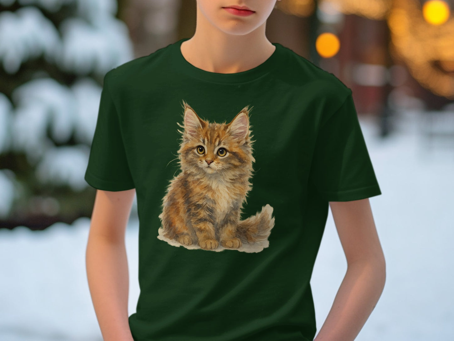 Adorable Fluffy Kitten Design on Kids T-Shirt product type