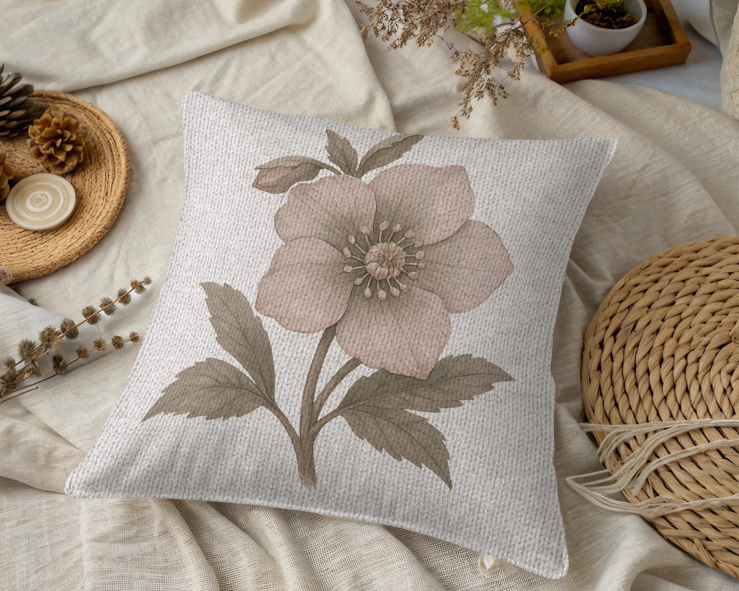 Elegant Floral Design Throw Pillow Cushion product