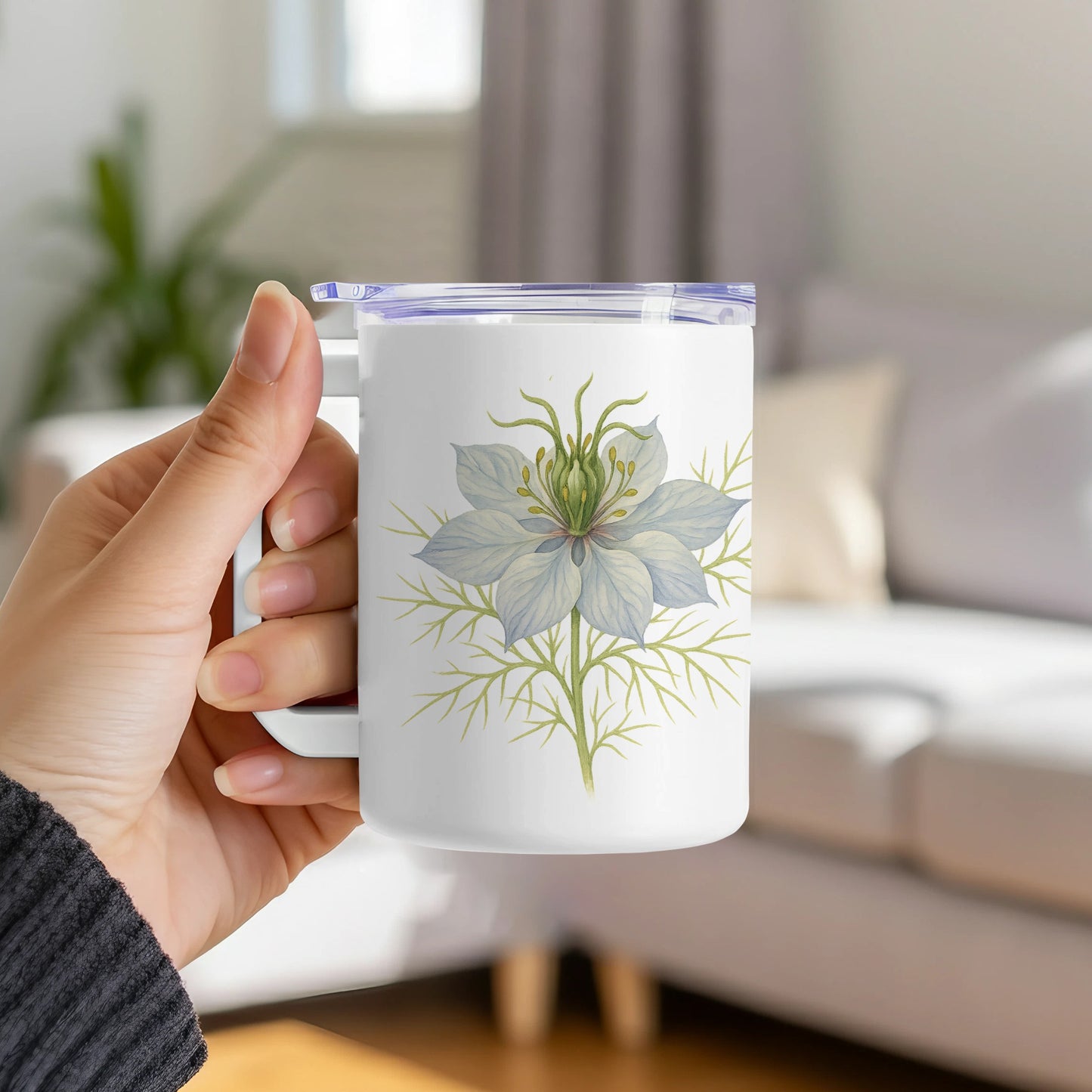 Elegant White Flower Design Mug Product