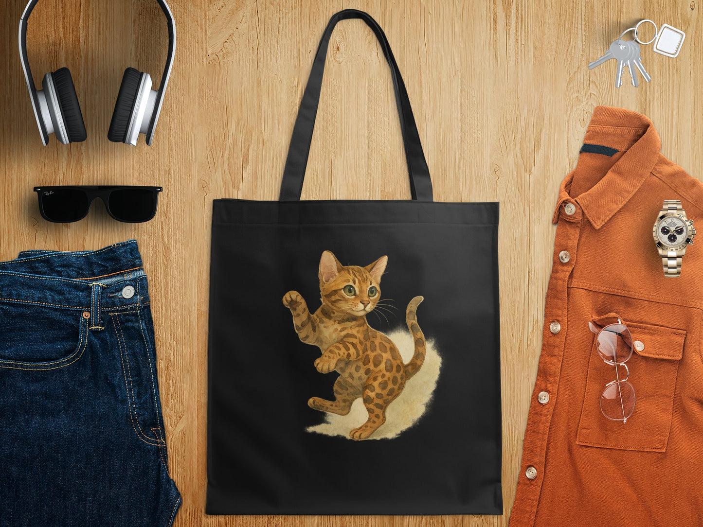 Adorable Playful Kitten Print on Stylish Tote Bag product