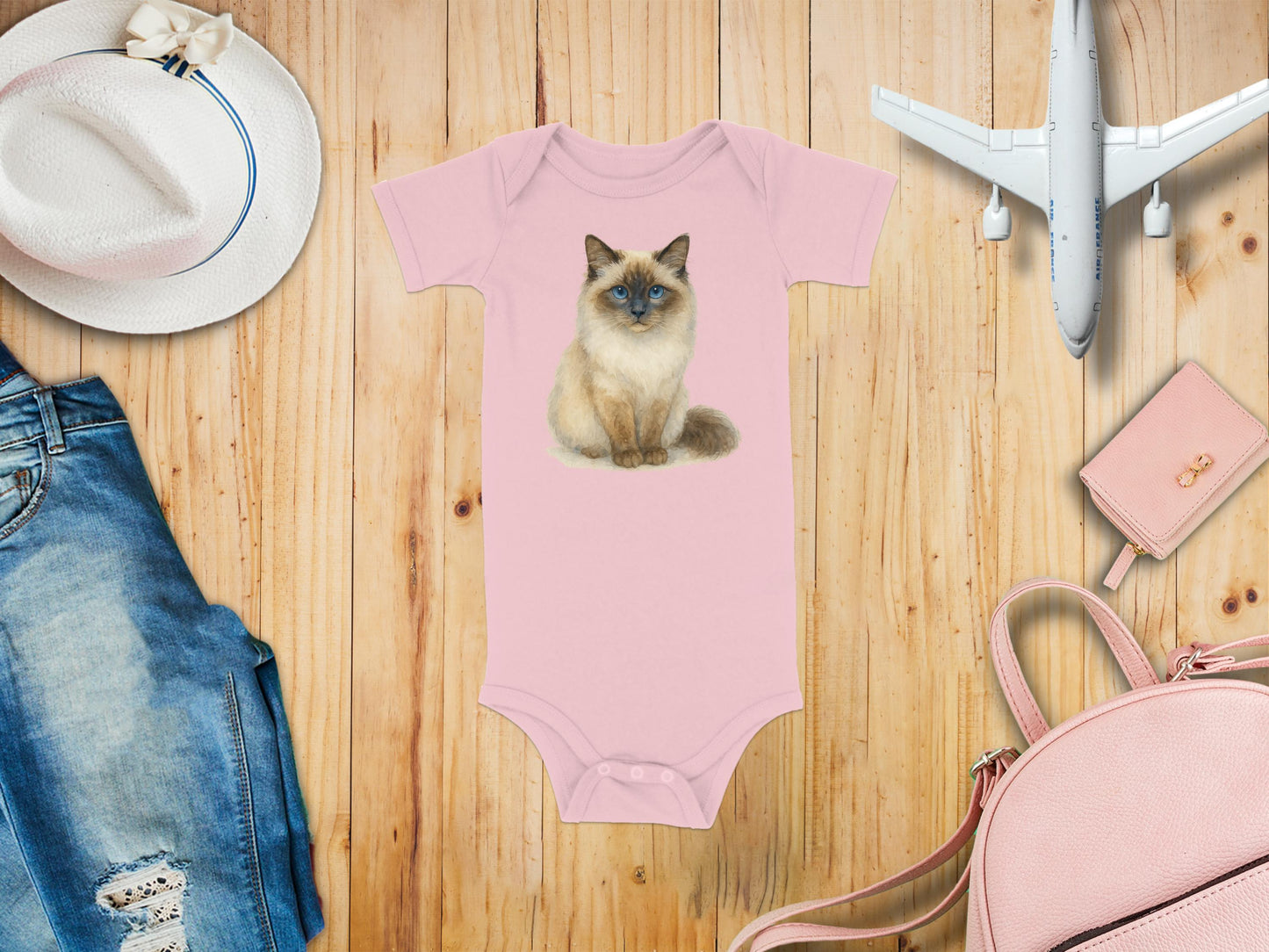 Baby Bodysuit with Cute Cat Print Baby Clothing Product