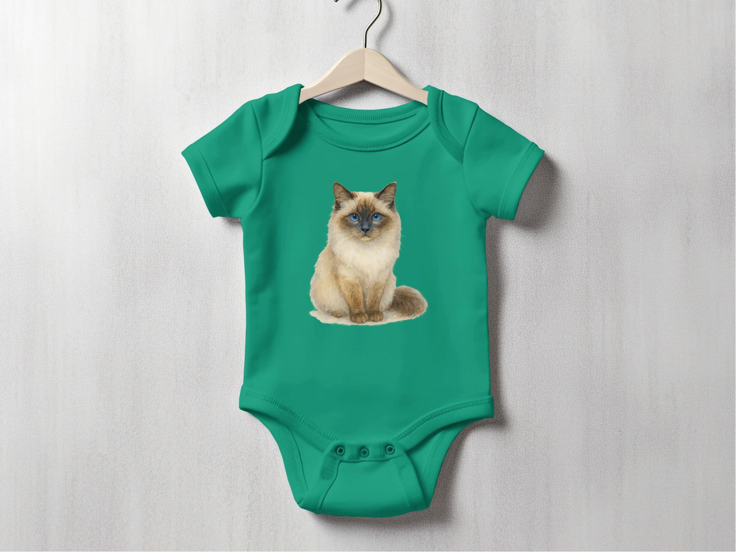 Adorable Cat Print Green Baby Onesuit Baby product