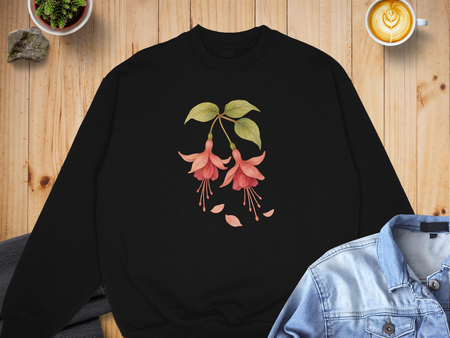 Black Sweatshirt Featuring Pink Floral Design product type