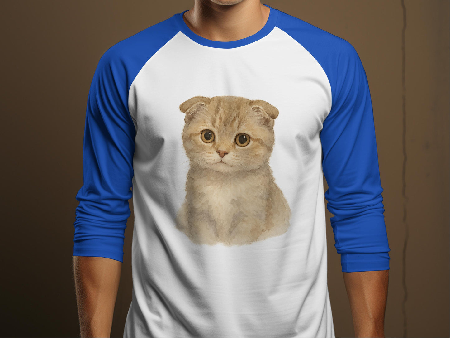 Cute Kitten Graphic on Blue Sleeve Raglan Shirt product