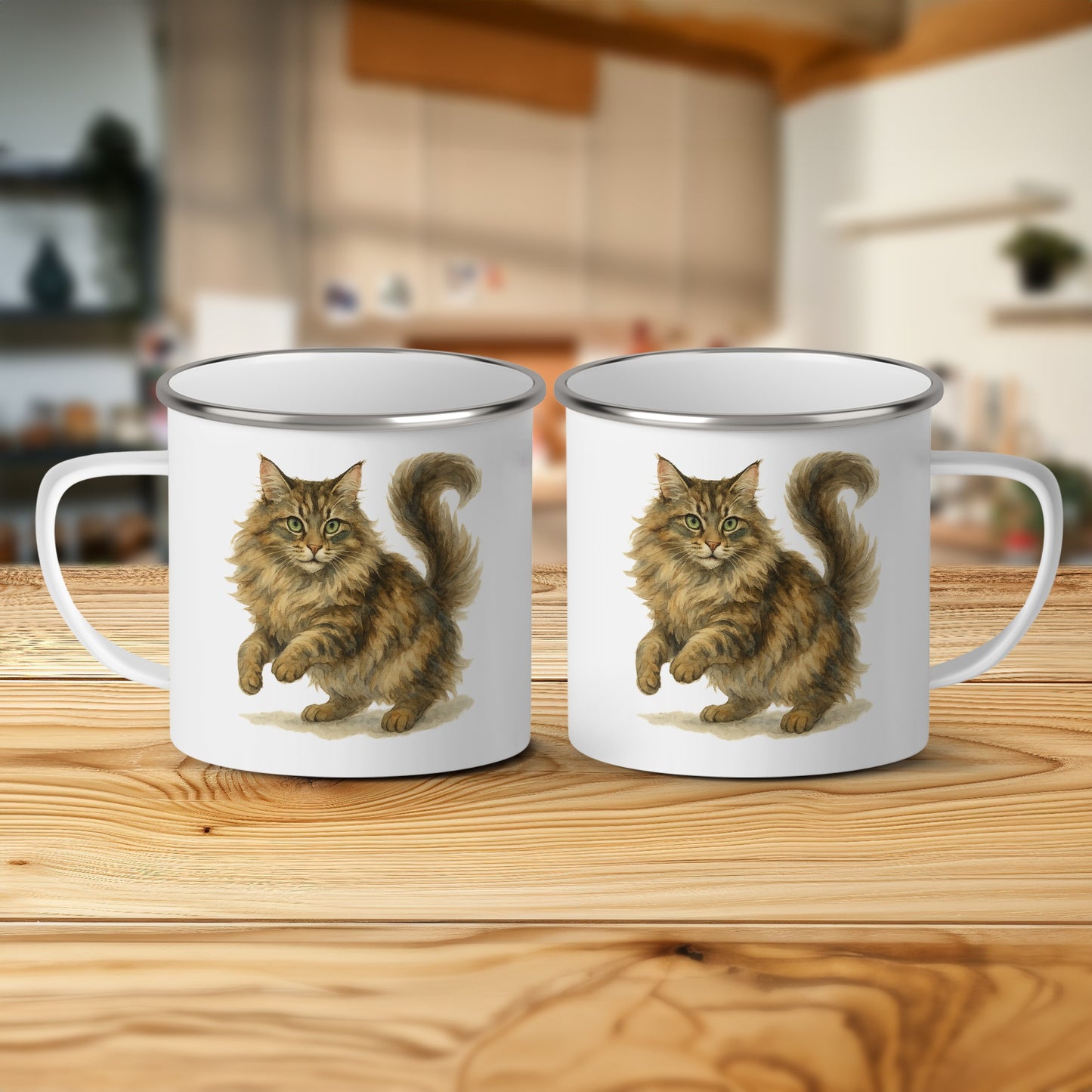 Cute Cat Design White Enamel Mug Perfect For Cozy Days mug