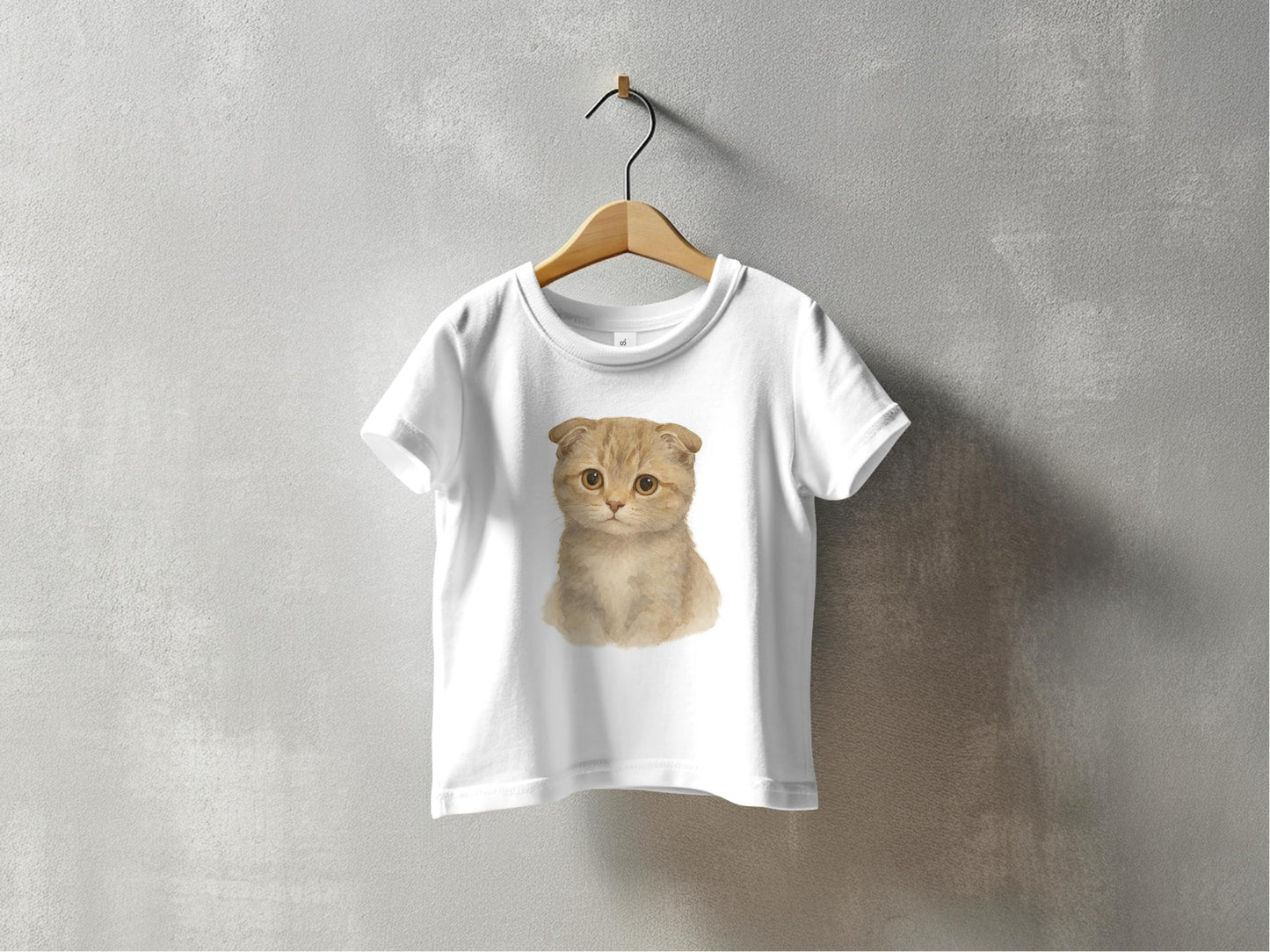 Cute Kitten Print on White Tee for Kids T-Shirt