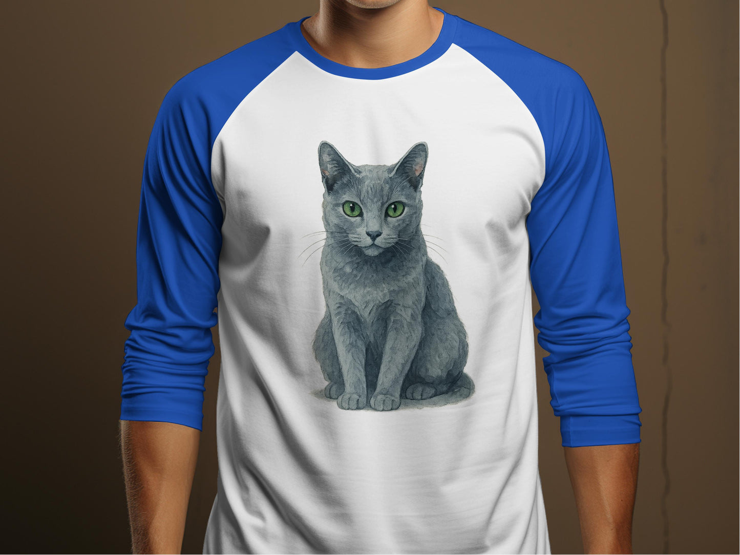 Casual Blue Sleeves Shirt with Cat Print T-Shirt product type