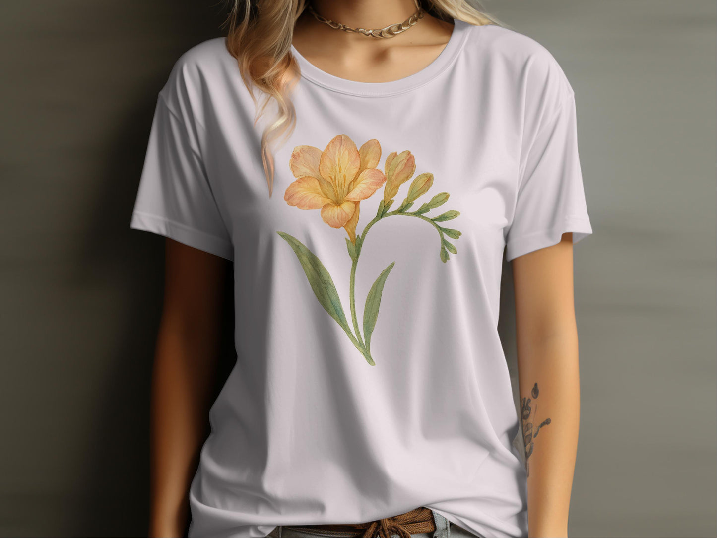 Beautiful Yellow Blossom Print Tee Shirt product