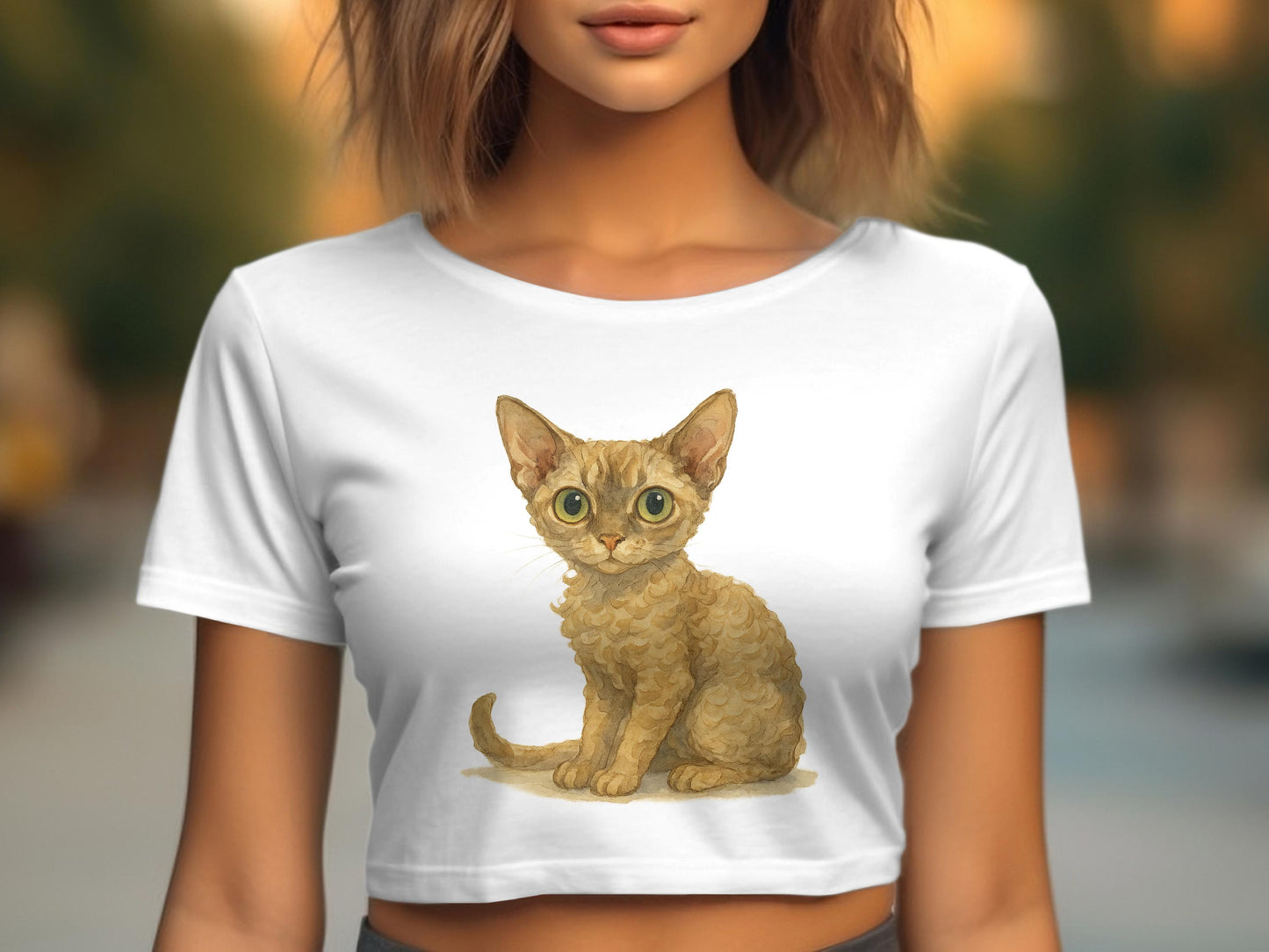 Cute Kitten Print Crop Top Apparel Product Type