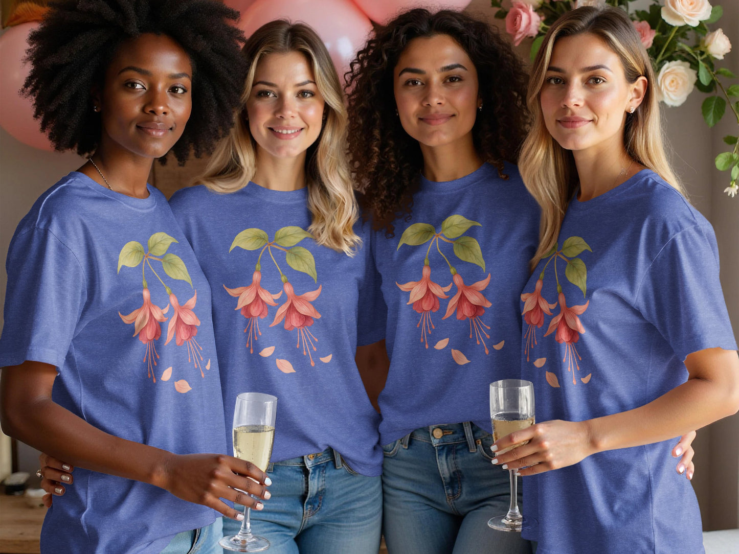 Floral Graphic Blue T-Shirt for Women Casual product type