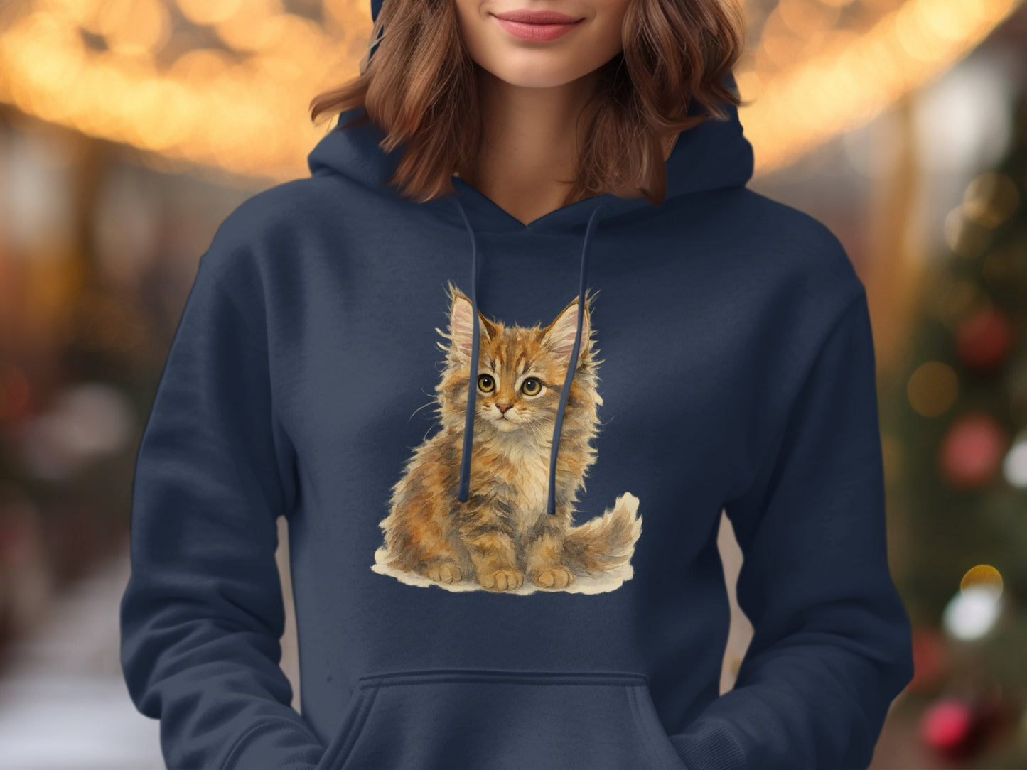 Cozy Warm Hoodie Featuring Adorable Kitten Print Hoodie Product