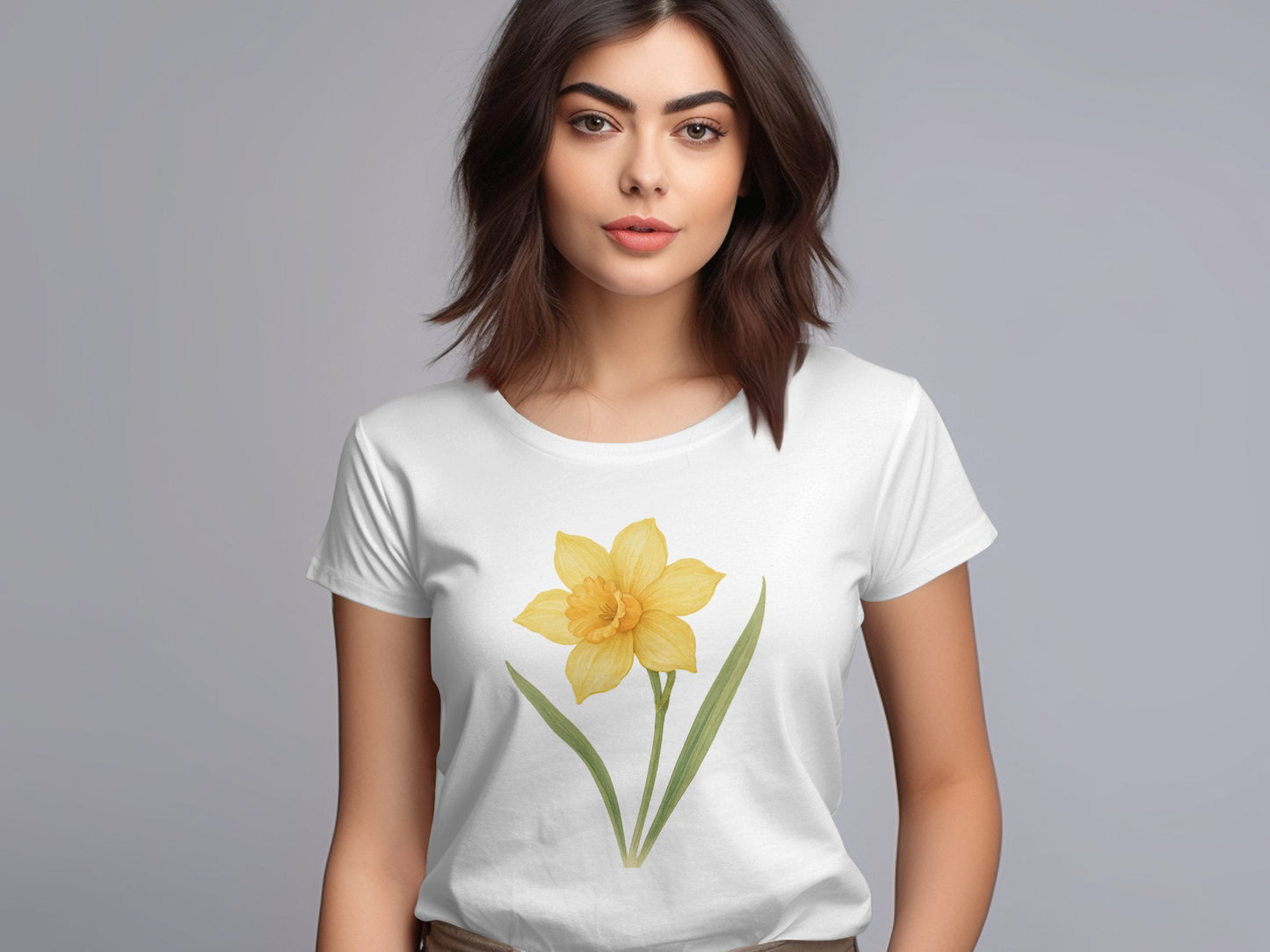 Yellow Daffodil Graphic White Tee Shirt product type