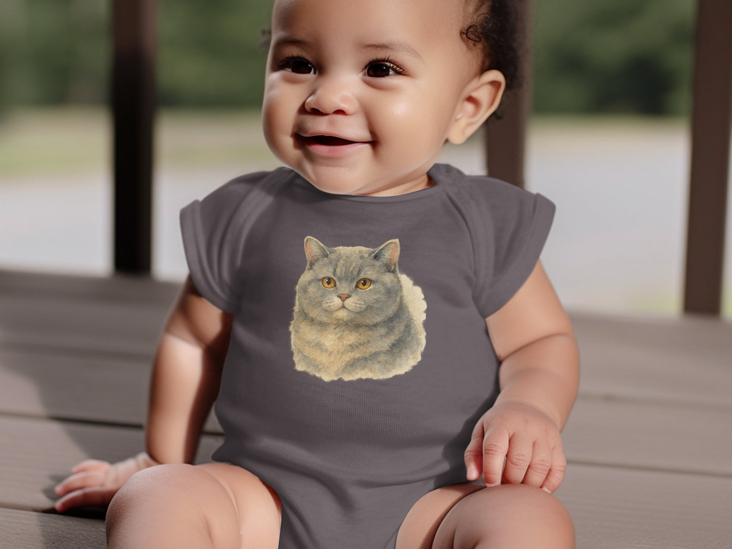 Cute Baby Bodysuit with Adorable Cat Design product type