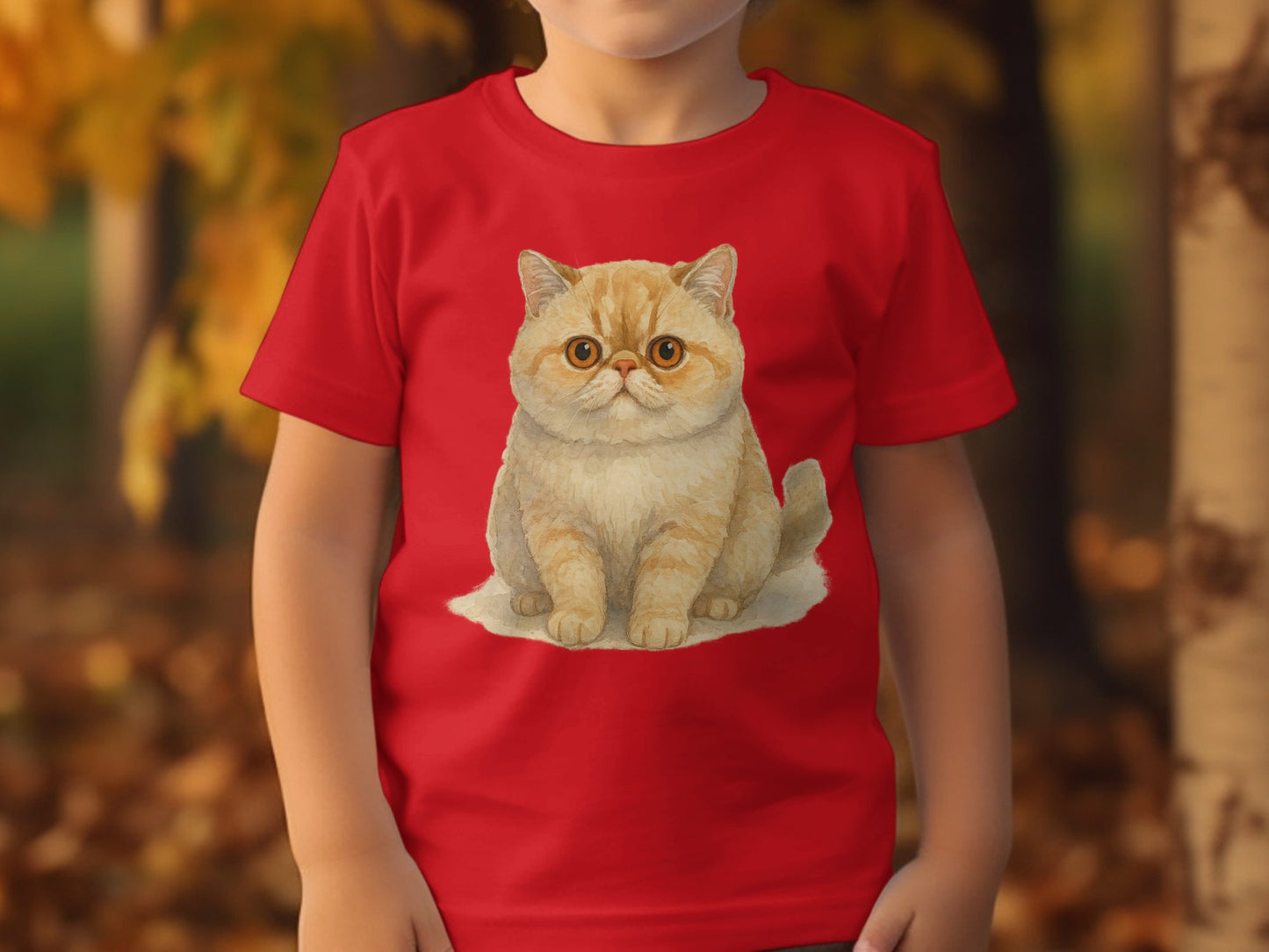 Adorable Cat Print on Red Tee Shirt product type