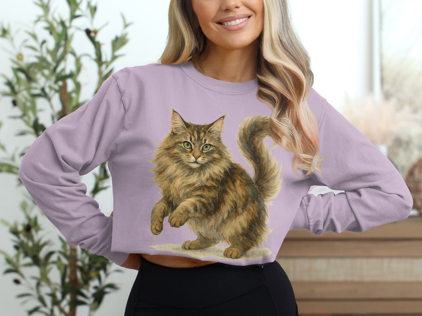 Adorable Fluffy Cat Illustration Women's Shirt product