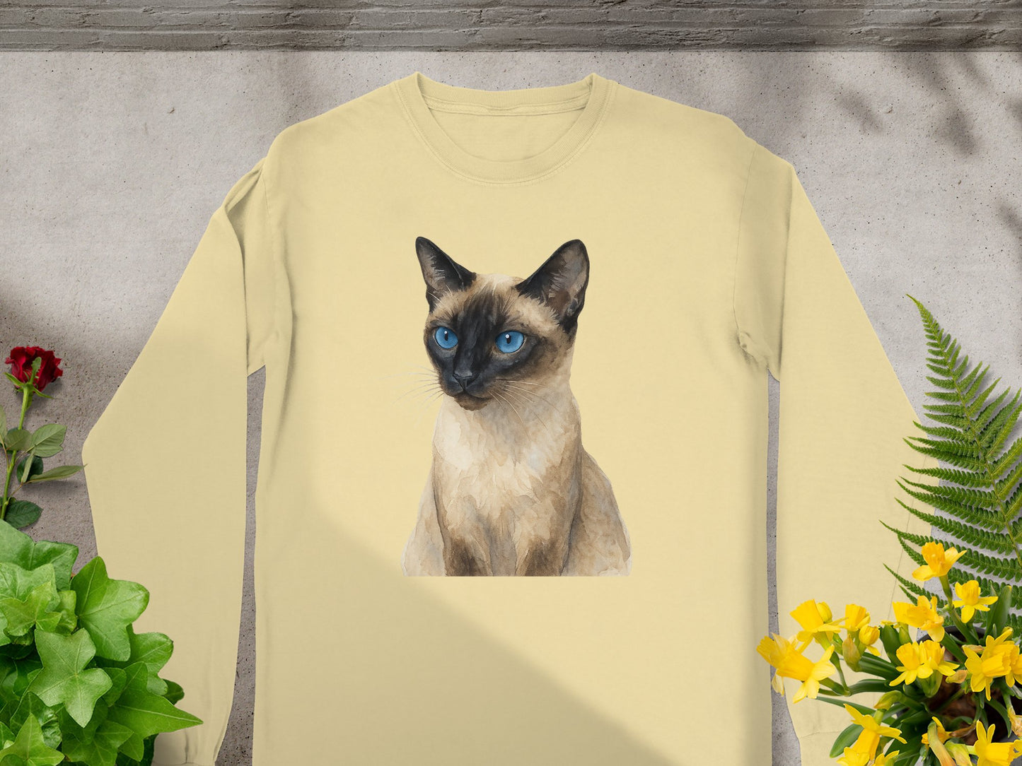 Siamese Cat Long Sleeve Shirt with Detailed Print product